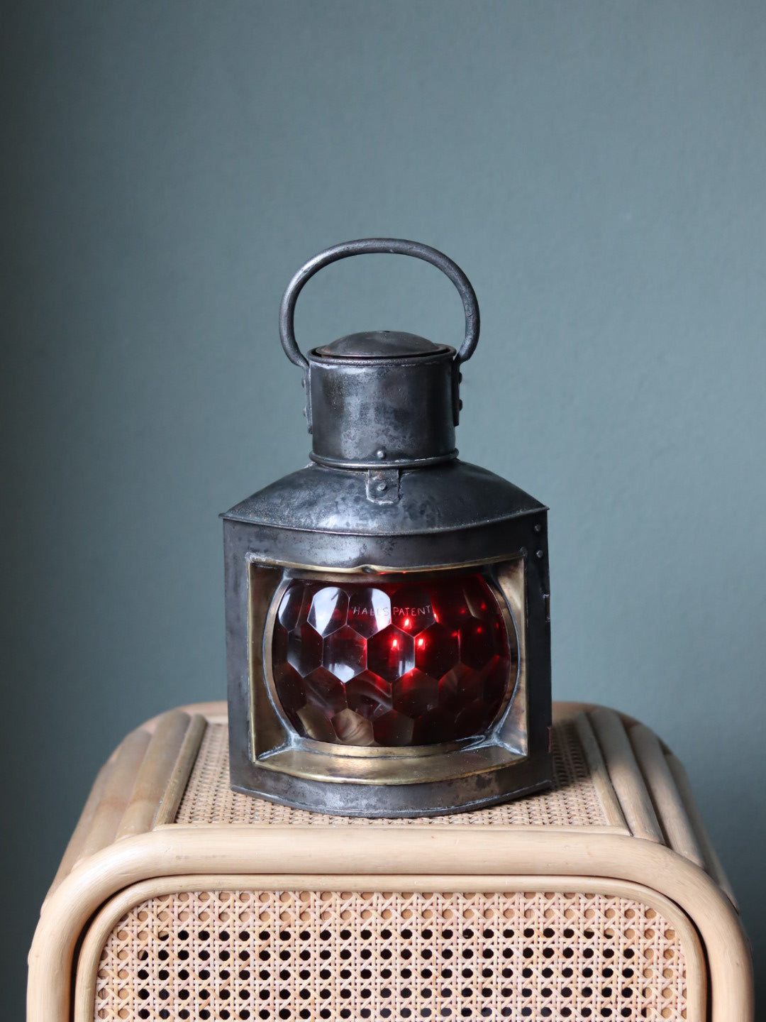 Extremely Rare Vintage Port Ship Lamp with Red Prismatic Glass – Hall’s Patent c. 1890-1910