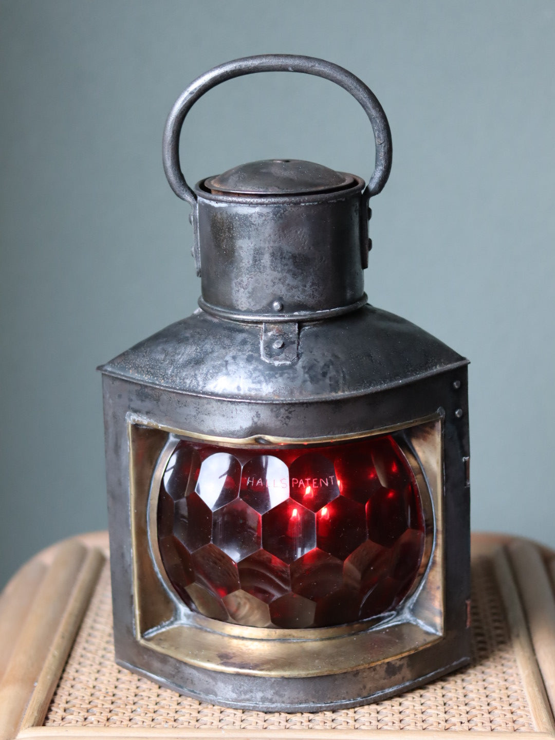 Extremely Rare Vintage Port Ship Lamp with Red Prismatic Glass – Hall’s Patent c. 1890-1910