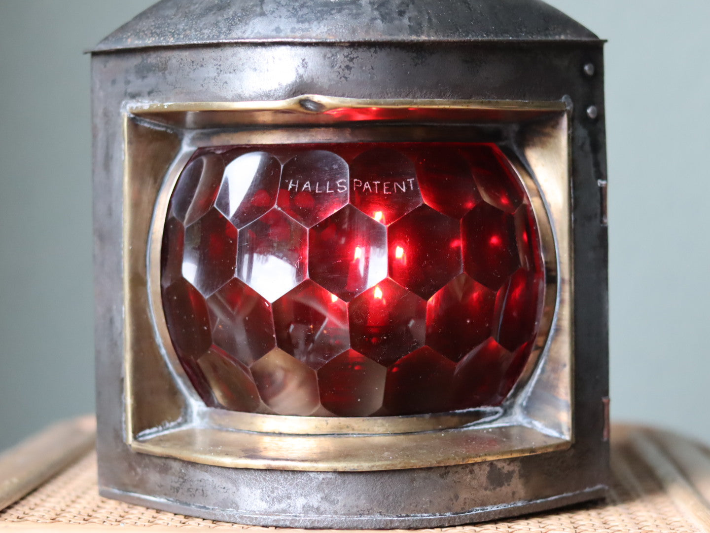 Extremely Rare Vintage Port Ship Lamp with Red Prismatic Glass – Hall’s Patent c. 1890-1910