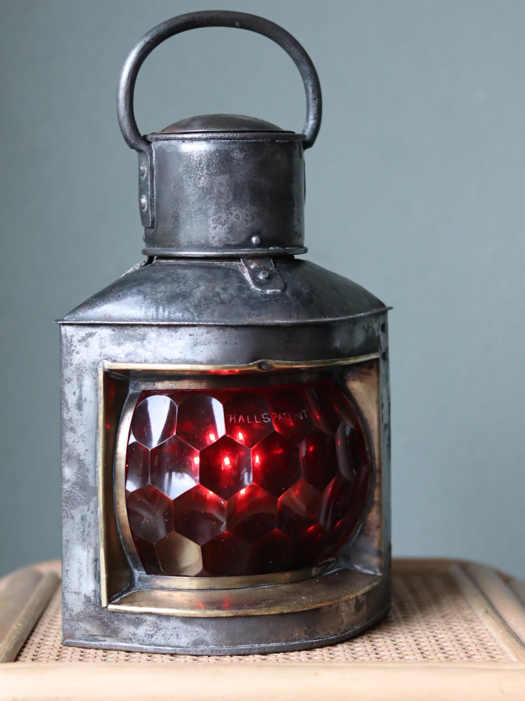 Extremely Rare Vintage Port Ship Lamp with Red Prismatic Glass – Hall’s Patent c. 1890-1910