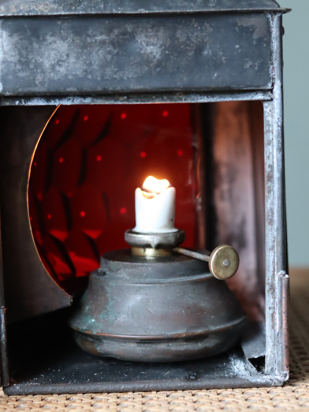 Extremely Rare Vintage Port Ship Lamp with Red Prismatic Glass – Hall’s Patent c. 1890-1910