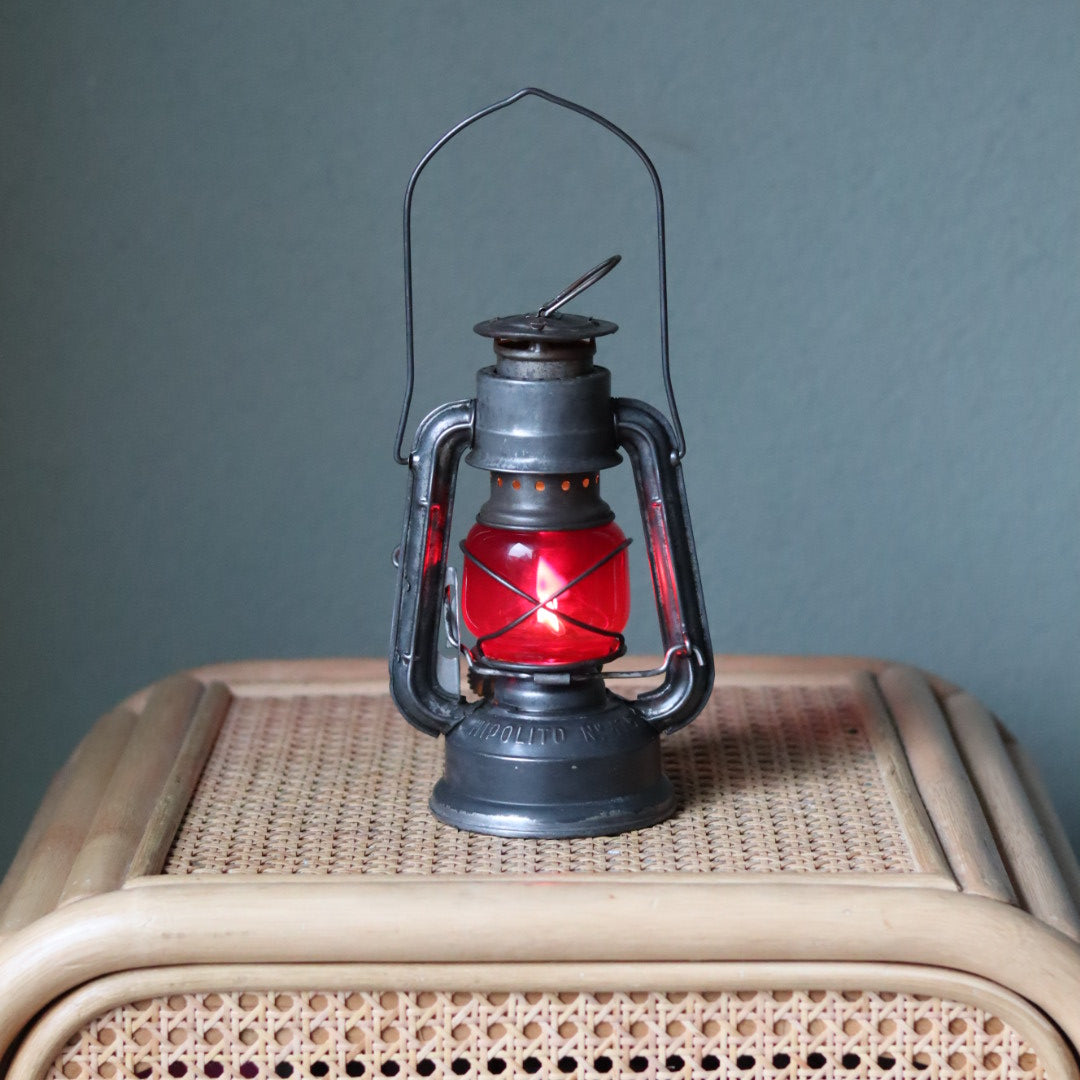 Rare Portuguese Hurricane Lantern – Hipolito No. 175 with Red Glass (1960s–1970s)