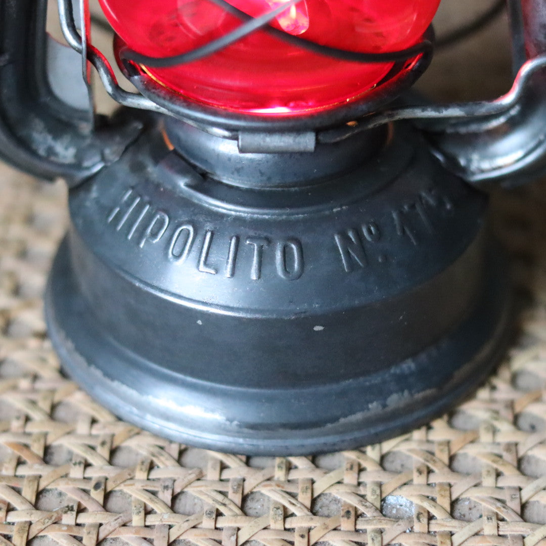 Rare Portuguese Hurricane Lantern – Hipolito No. 175 with Red Glass (1960s–1970s)