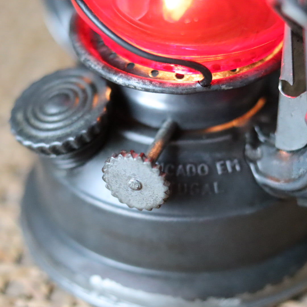 Rare Portuguese Hurricane Lantern – Hipolito No. 175 with Red Glass (1960s–1970s)