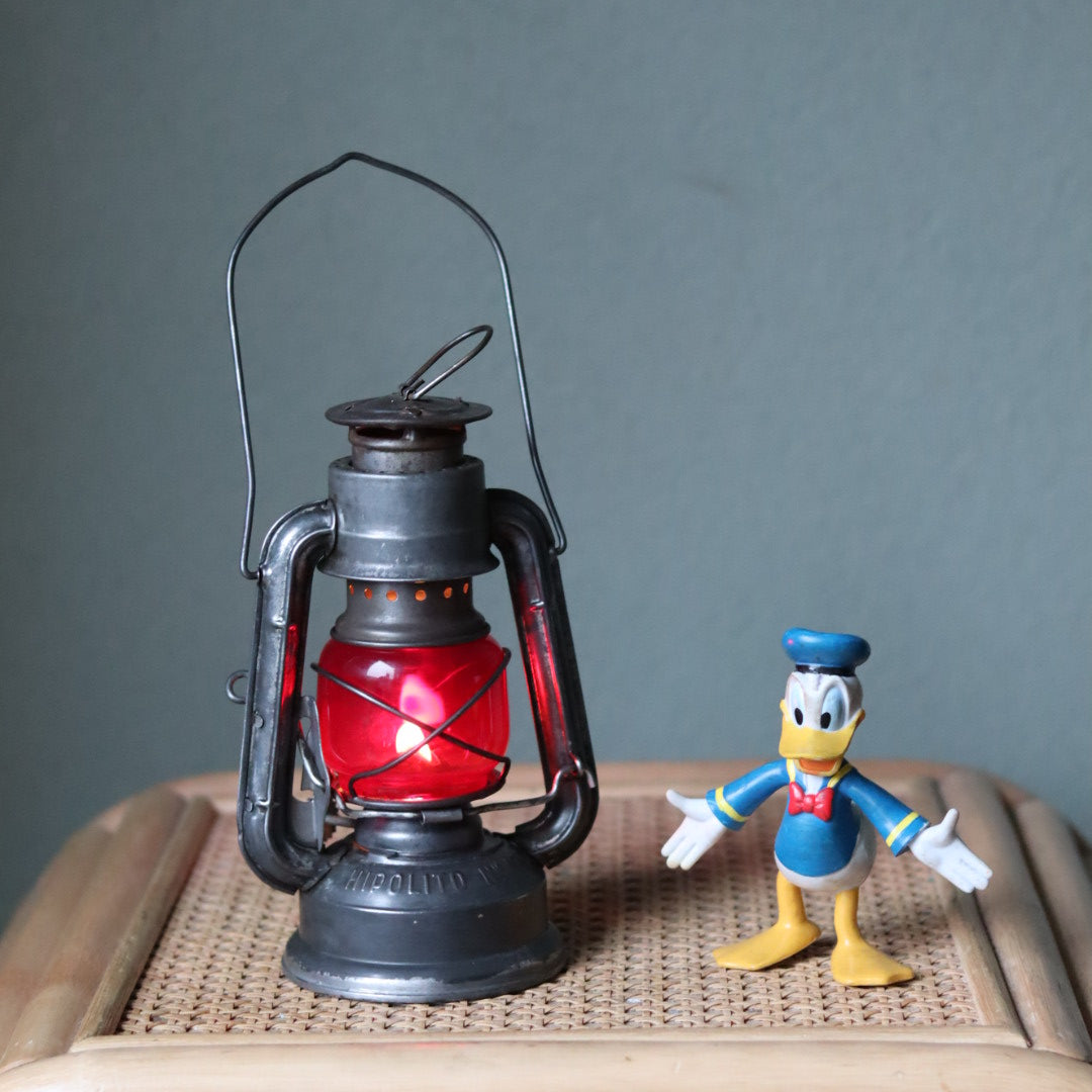 Rare Portuguese Hurricane Lantern – Hipolito No. 175 with Red Glass (1960s–1970s)