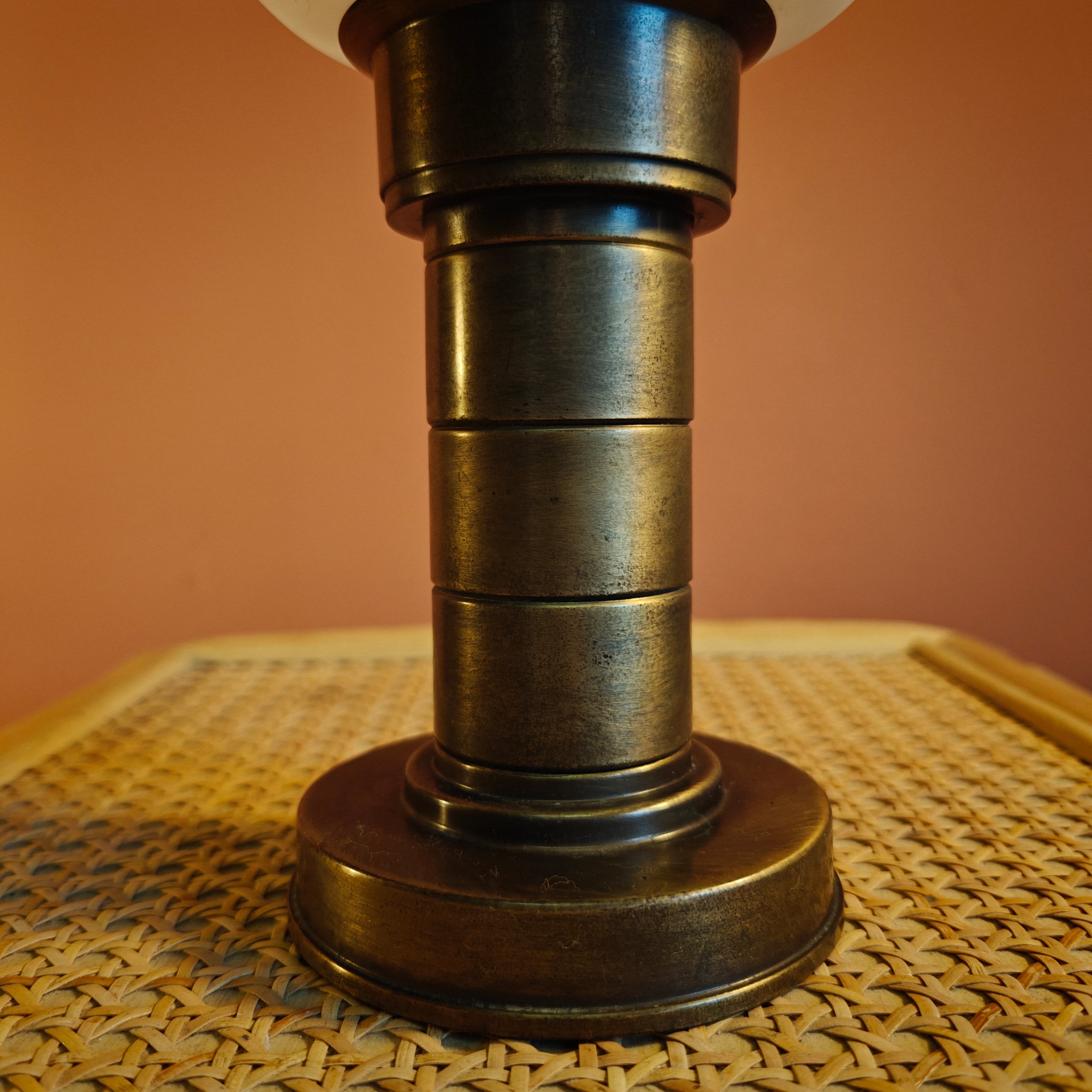 Rare German Brass Candle Holder with Glass Shade – Föhl, Made in Germany