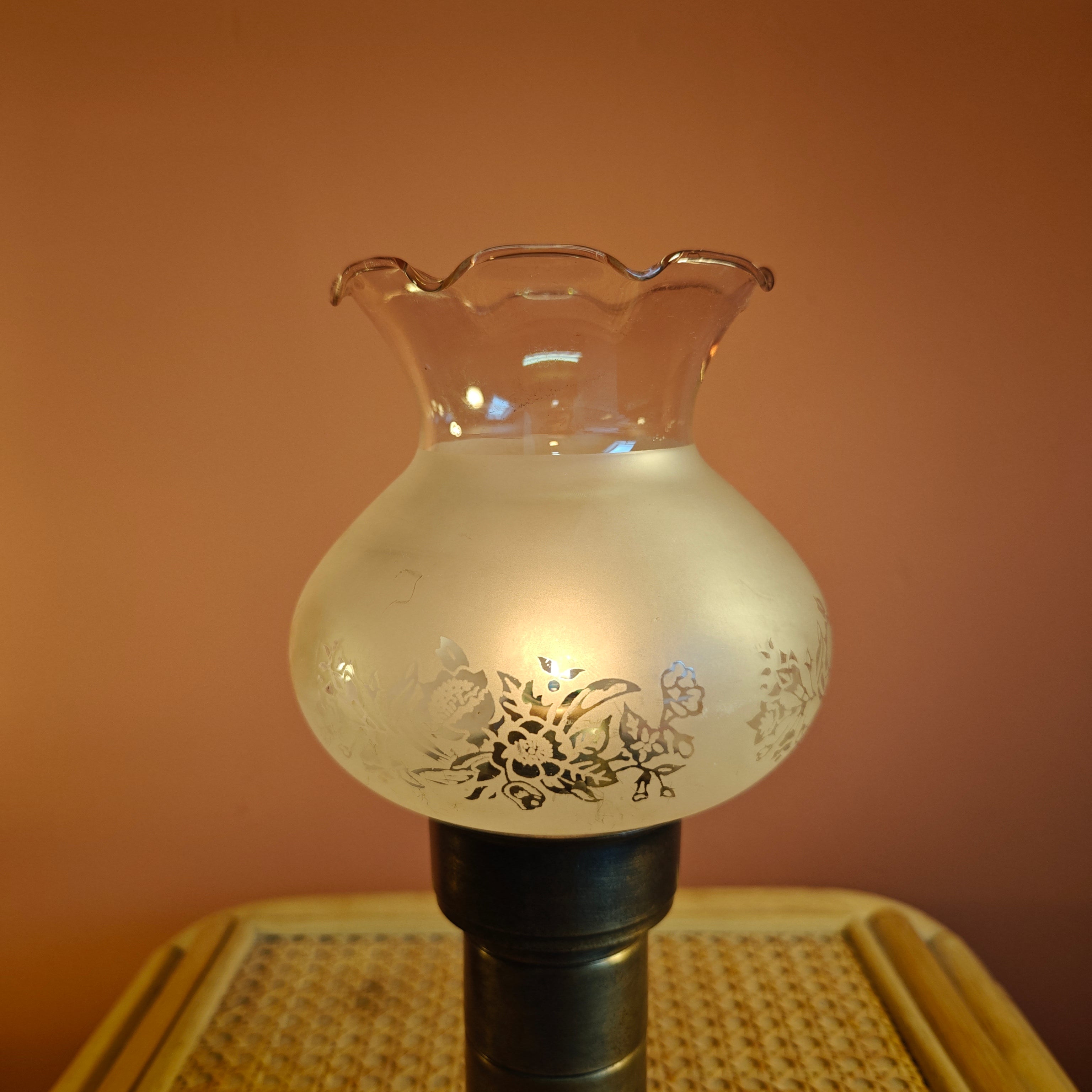 Rare German Brass Candle Holder with Glass Shade – Föhl, Made in Germany