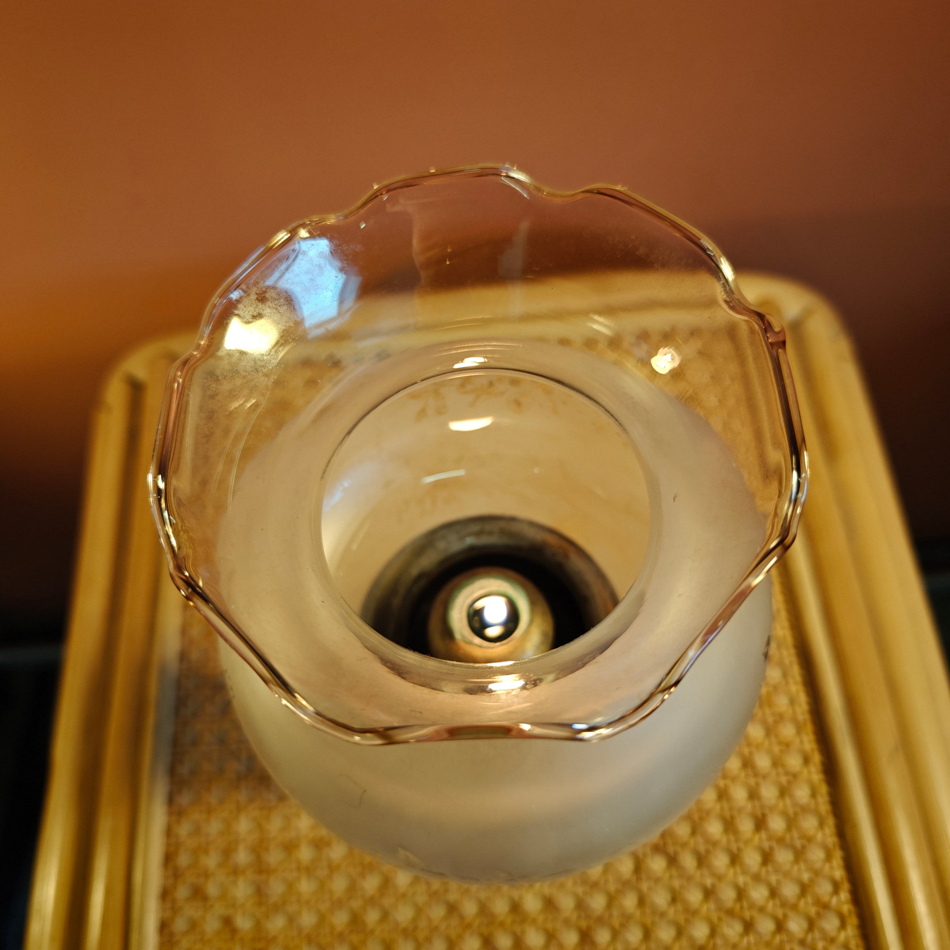 Rare German Brass Candle Holder with Glass Shade – Föhl, Made in Germany