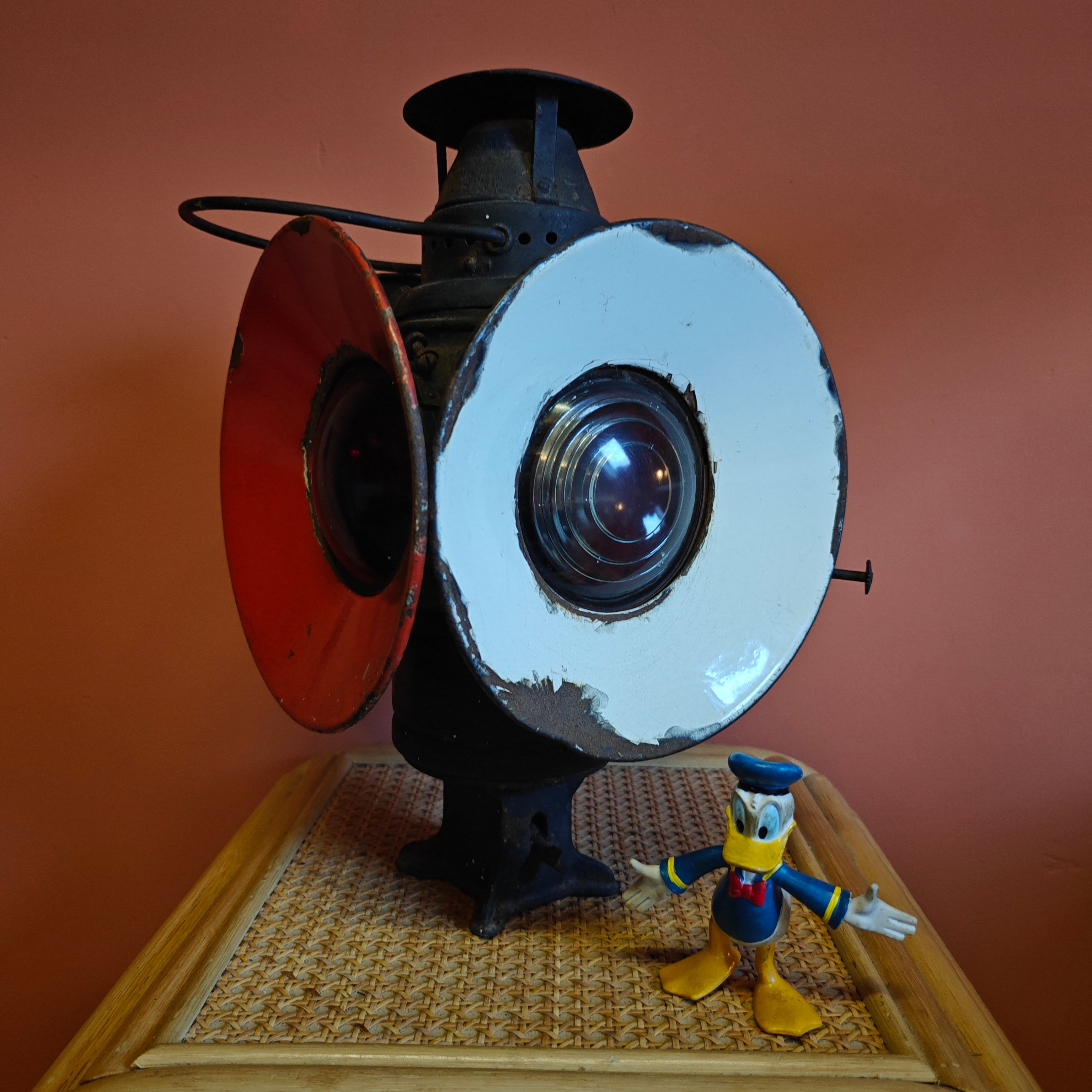 Rare Antique Railway Signal Lamp – Adlake “Non-Sweating” Lamp, Chicago, 1920s–1930s oil lamp with original oil reservoir