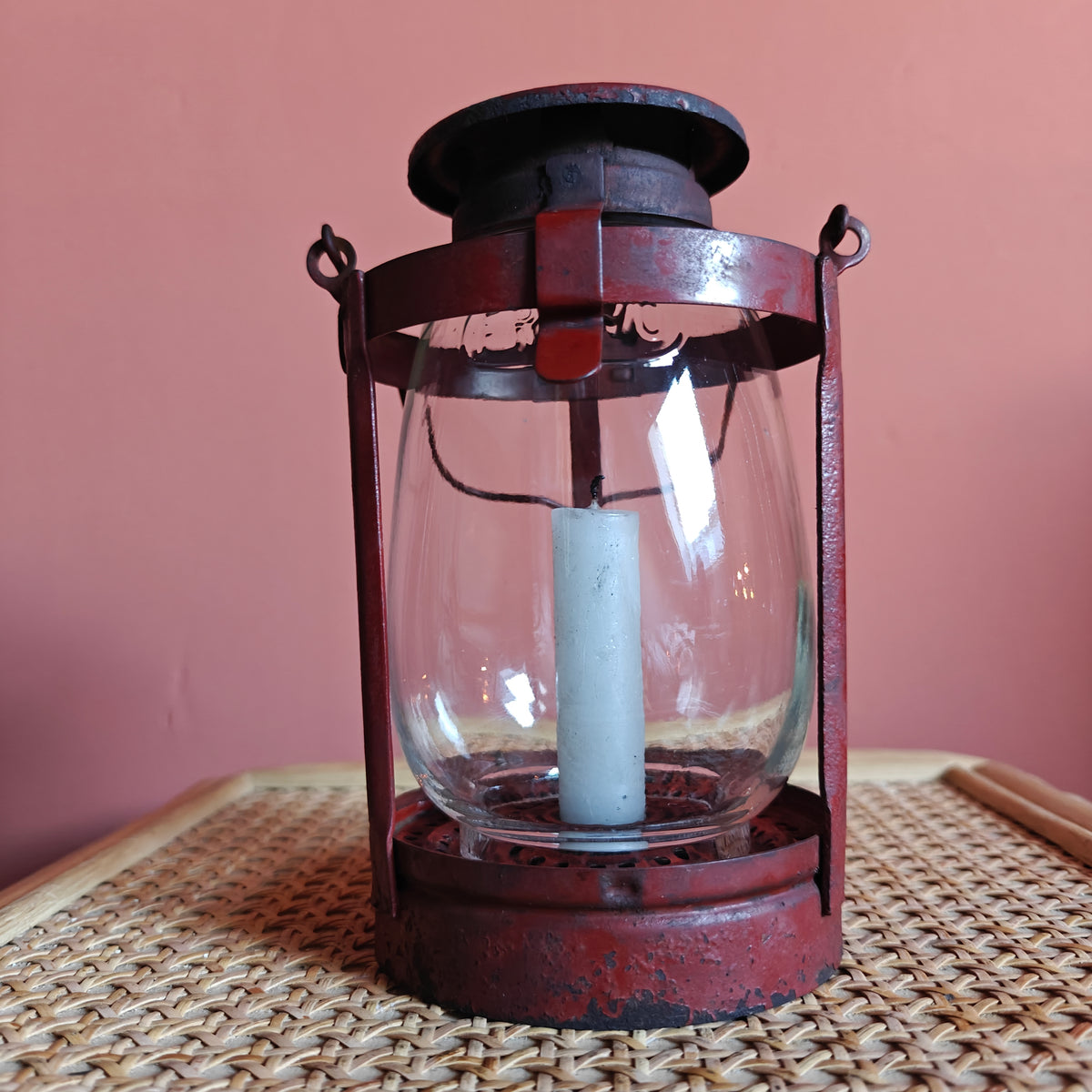 Rare Vintage Frowo Candle Lantern – Model No. 333 – Post-WWII Design with original glass and rustic oil lamp features