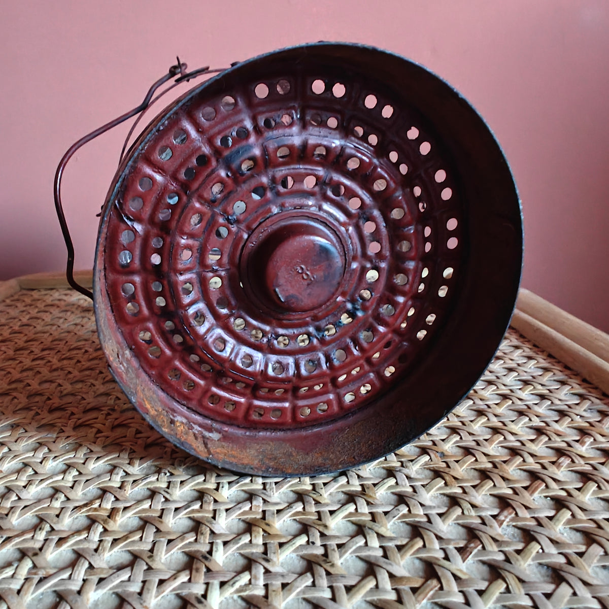 Rare Vintage Frowo Candle Lantern – Model No. 333 – Post-WWII Design – Original Glass oil lamp base detail view