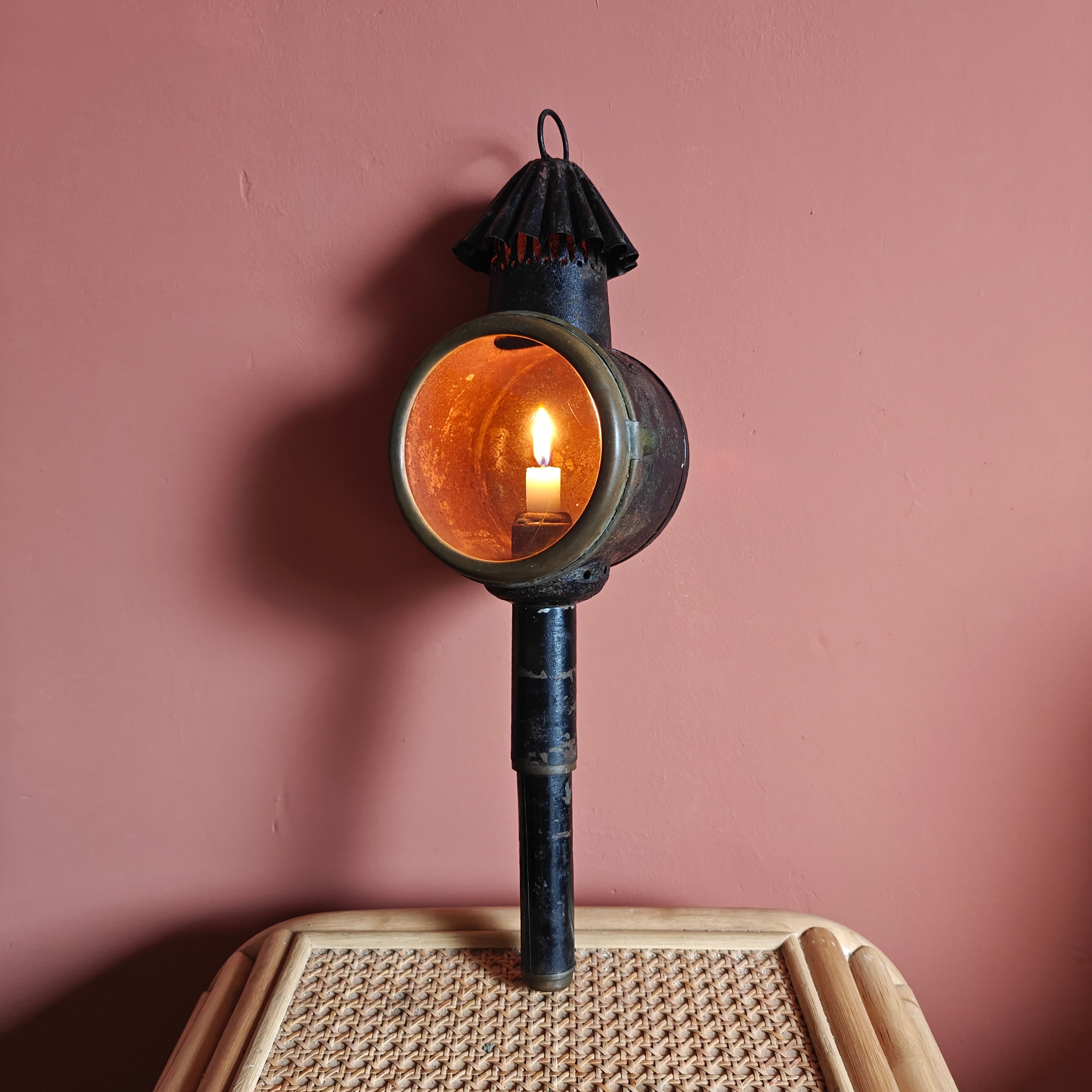 Antique Carriage Lantern – Candle-Powered, Early 1900s