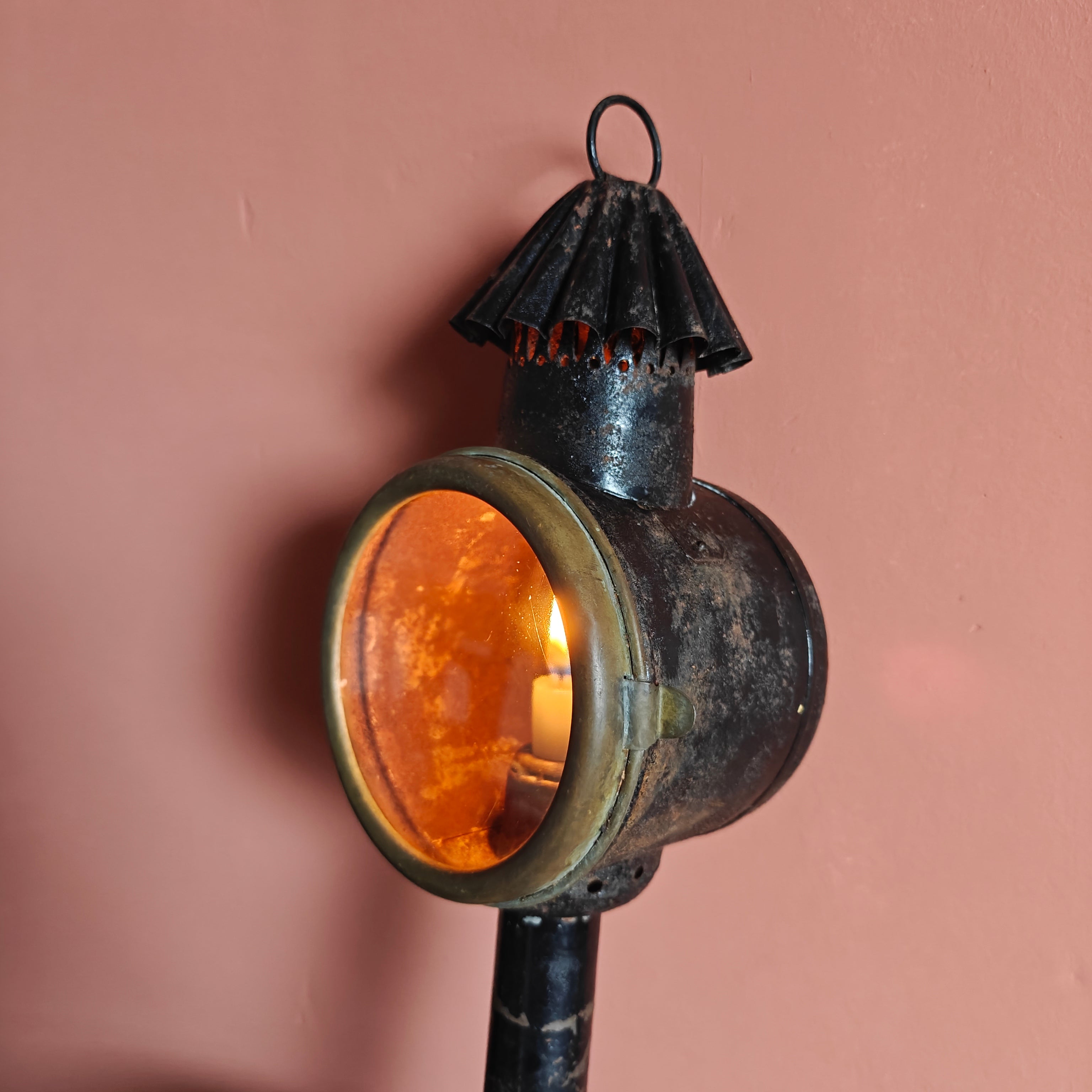 Antique Carriage Lantern – Candle-Powered, Early 1900s