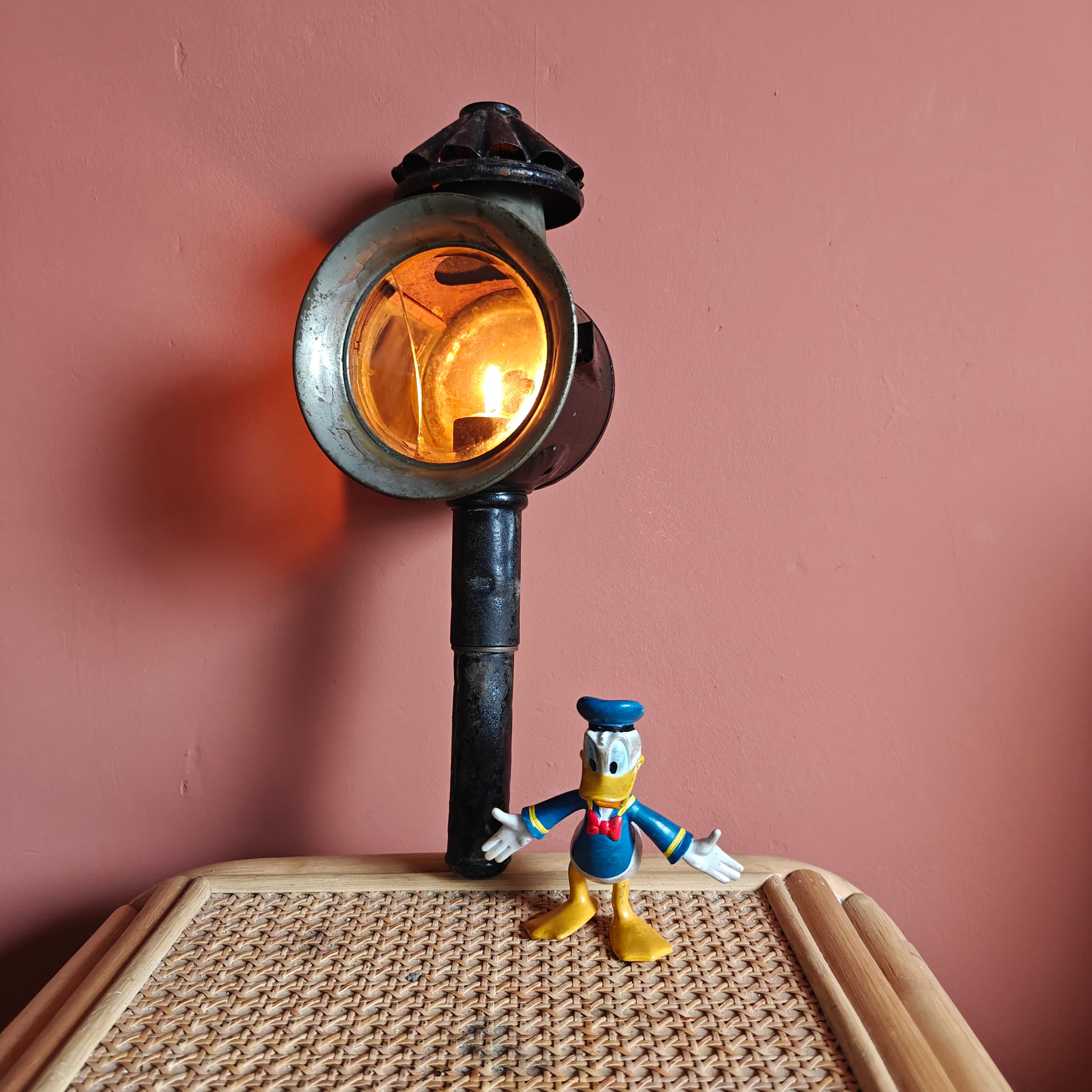 Antique Carriage Lantern – Candle-Powered with Curved Side Glass, Early 1900s