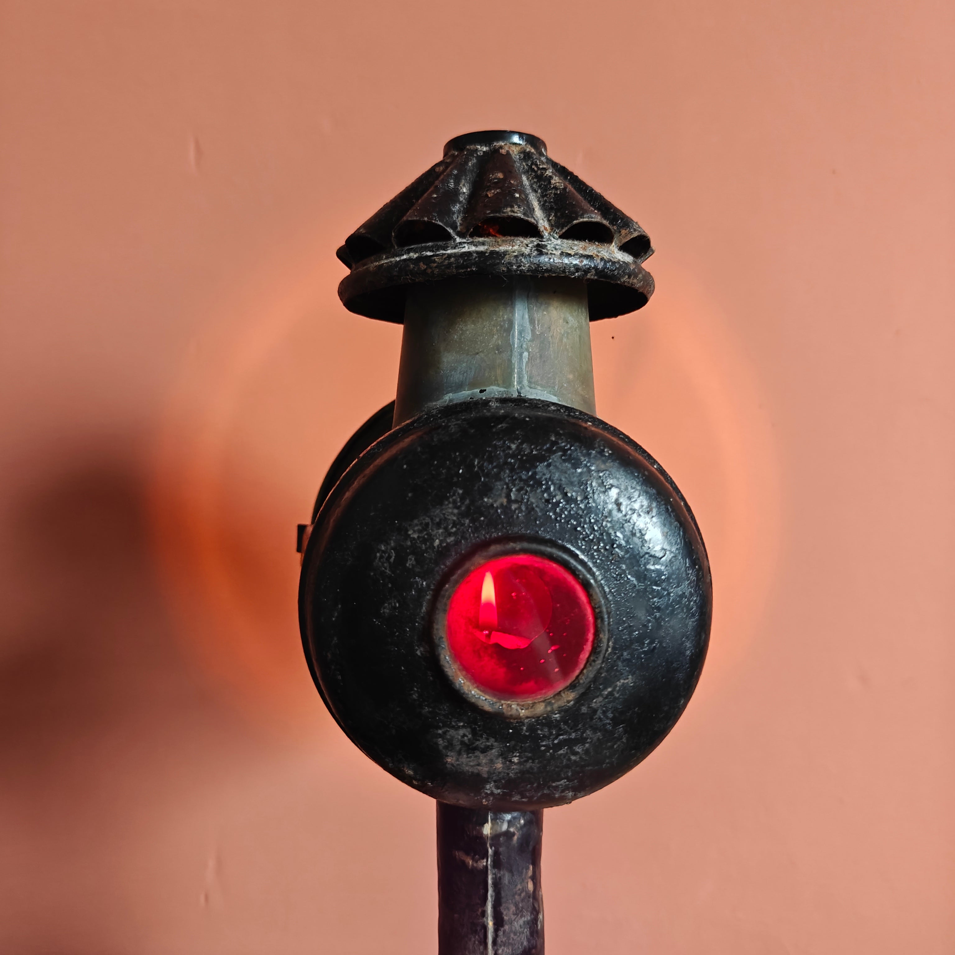 Antique Carriage Lantern – Candle-Powered with Curved Side Glass, Early 1900s