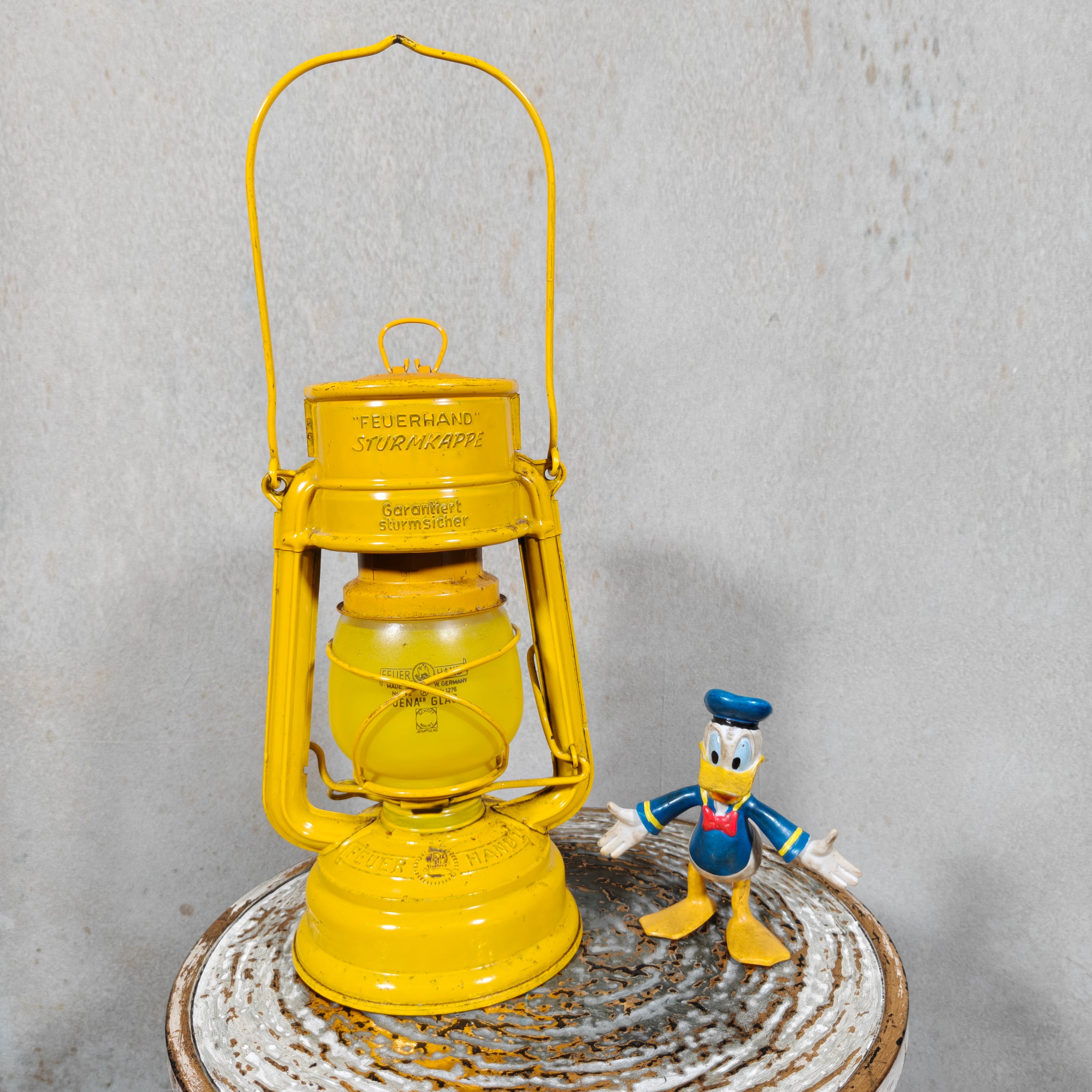 Beautiful Yellow Feuerhand Hurricane Lantern – Baby 276 STK/120 – Vintage Safety Lantern – Germany oil lamp with classic design