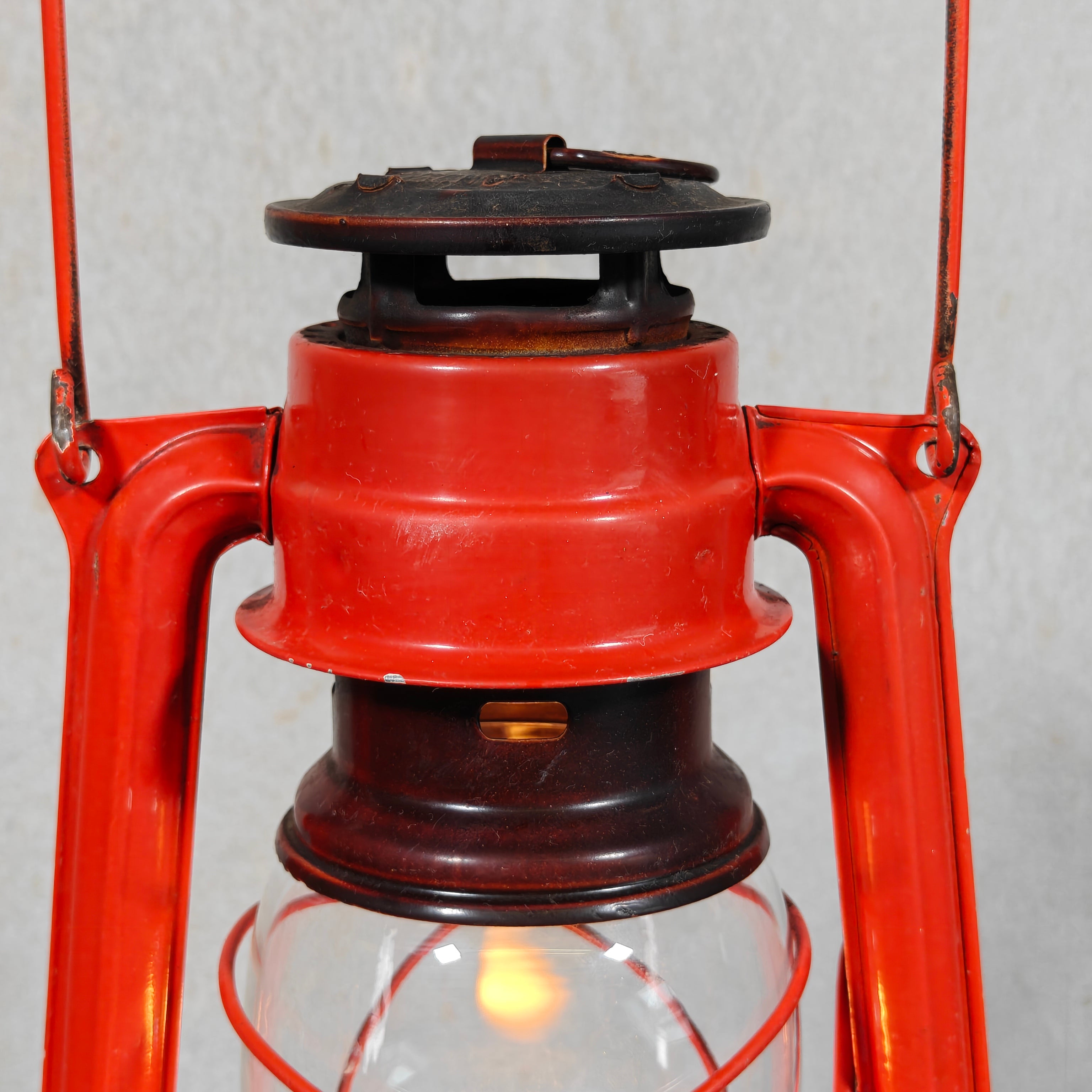 Beautiful and Functional Czech Storm Lantern – Meva 863 (1980) red oil lamp showcasing classic Czech design and functionality