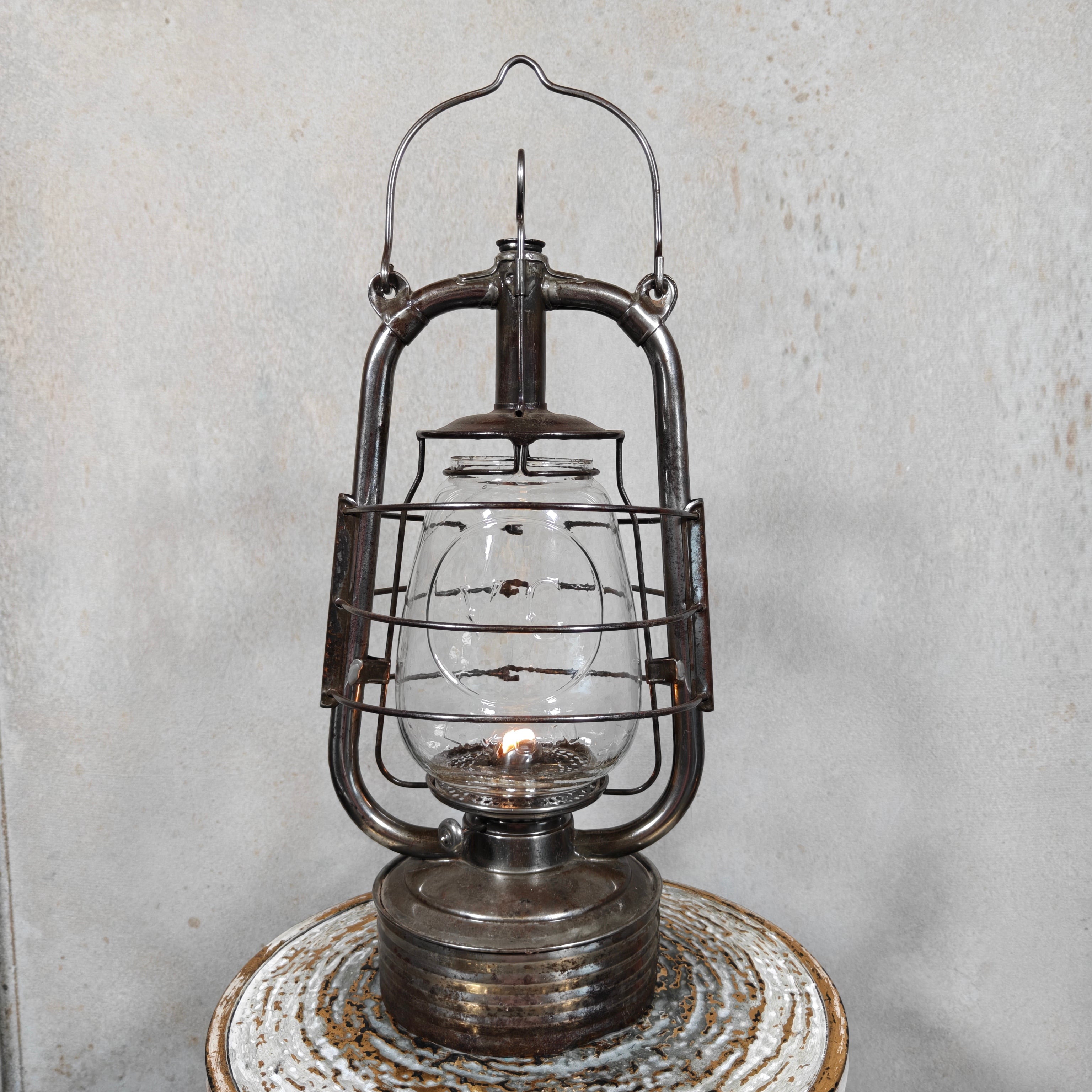 Valentini “La Bretonne” Hurricane Lantern – French Vintage 1950s/60s – VG Marked Glass, Fully Usable