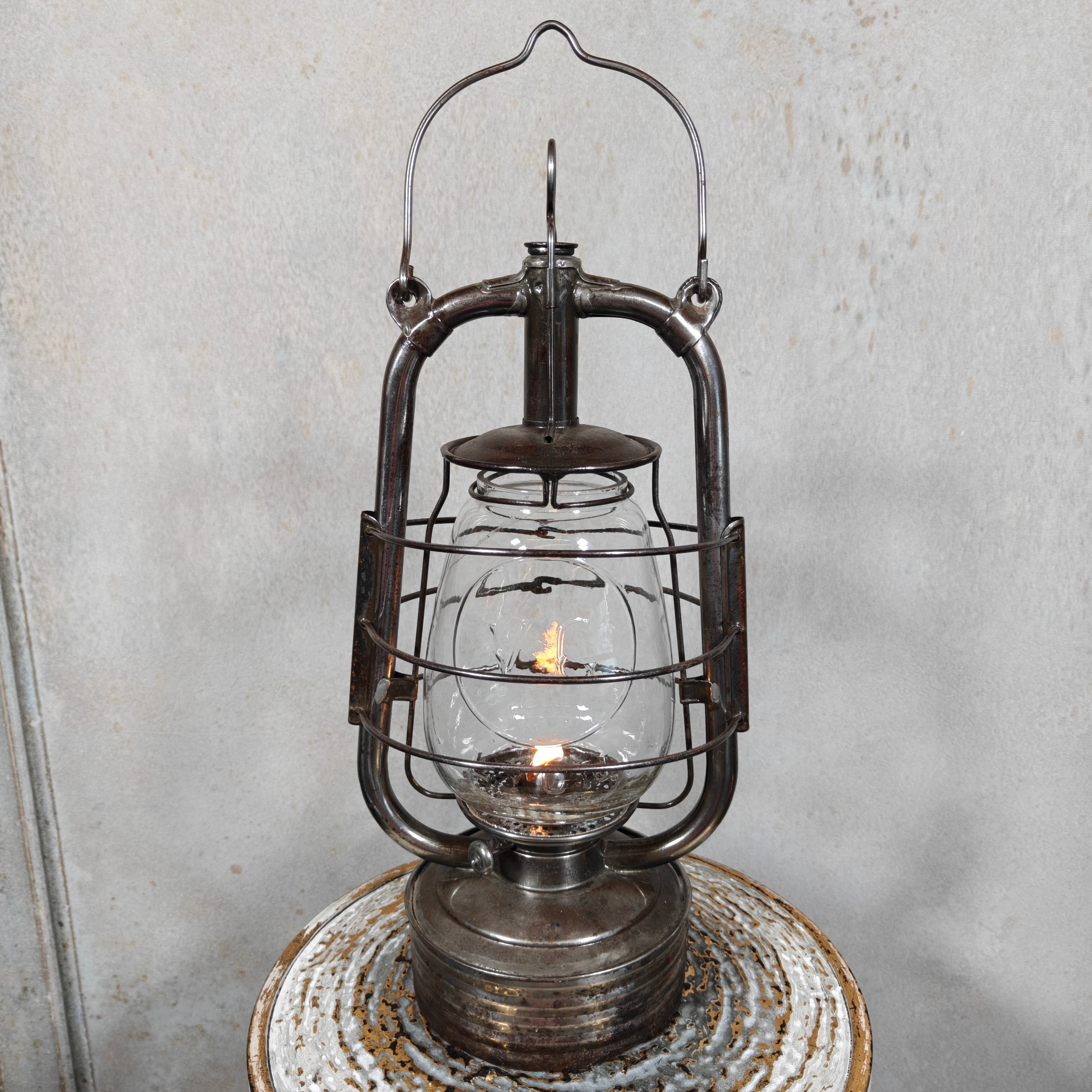 Valentini “La Bretonne” Hurricane Lantern – French Vintage 1950s/60s – VG Marked Glass, Fully Usable