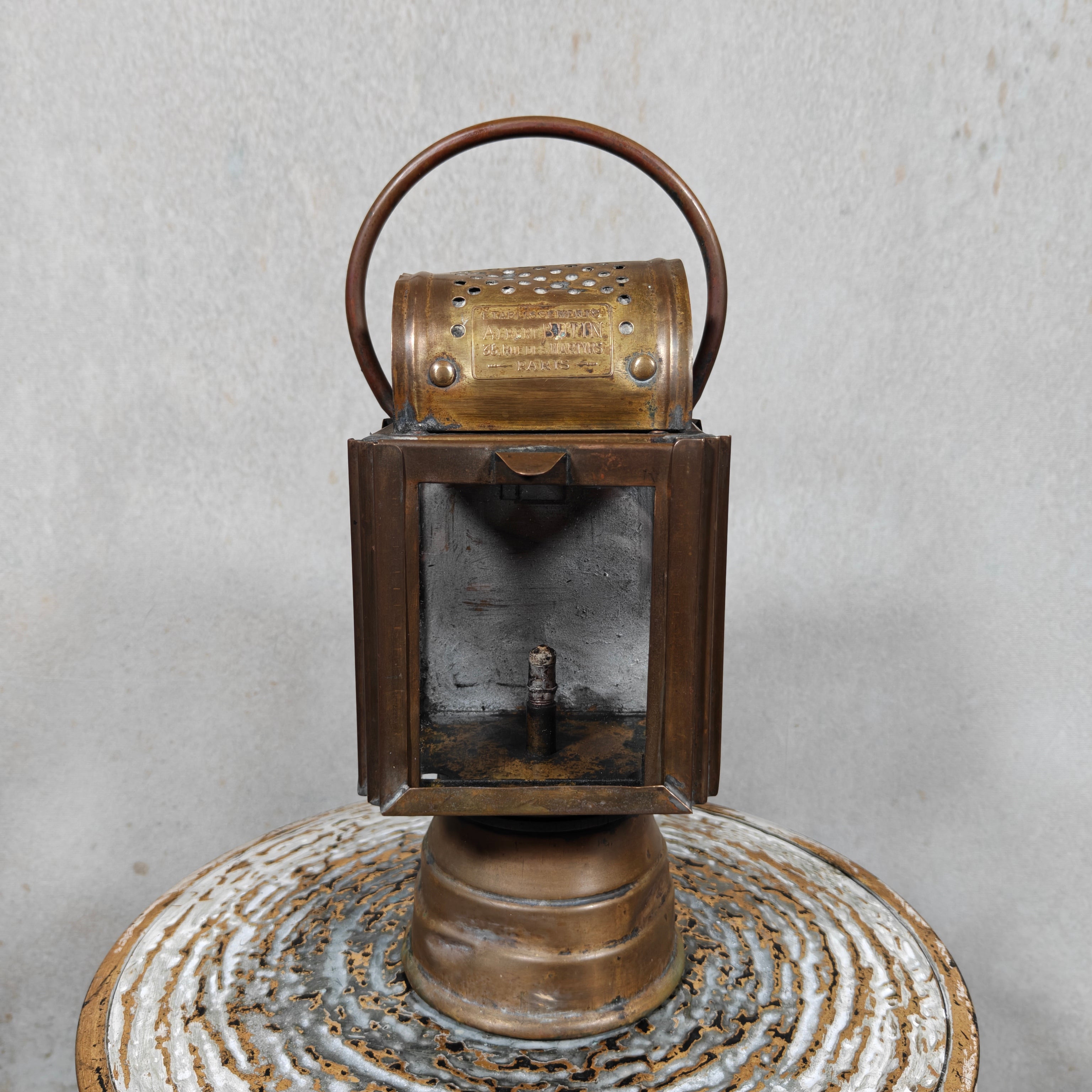 Beautiful Antique A. Butin Carbide Hand Lamp – Paris – Copper & Brass – Circa 1920–1930