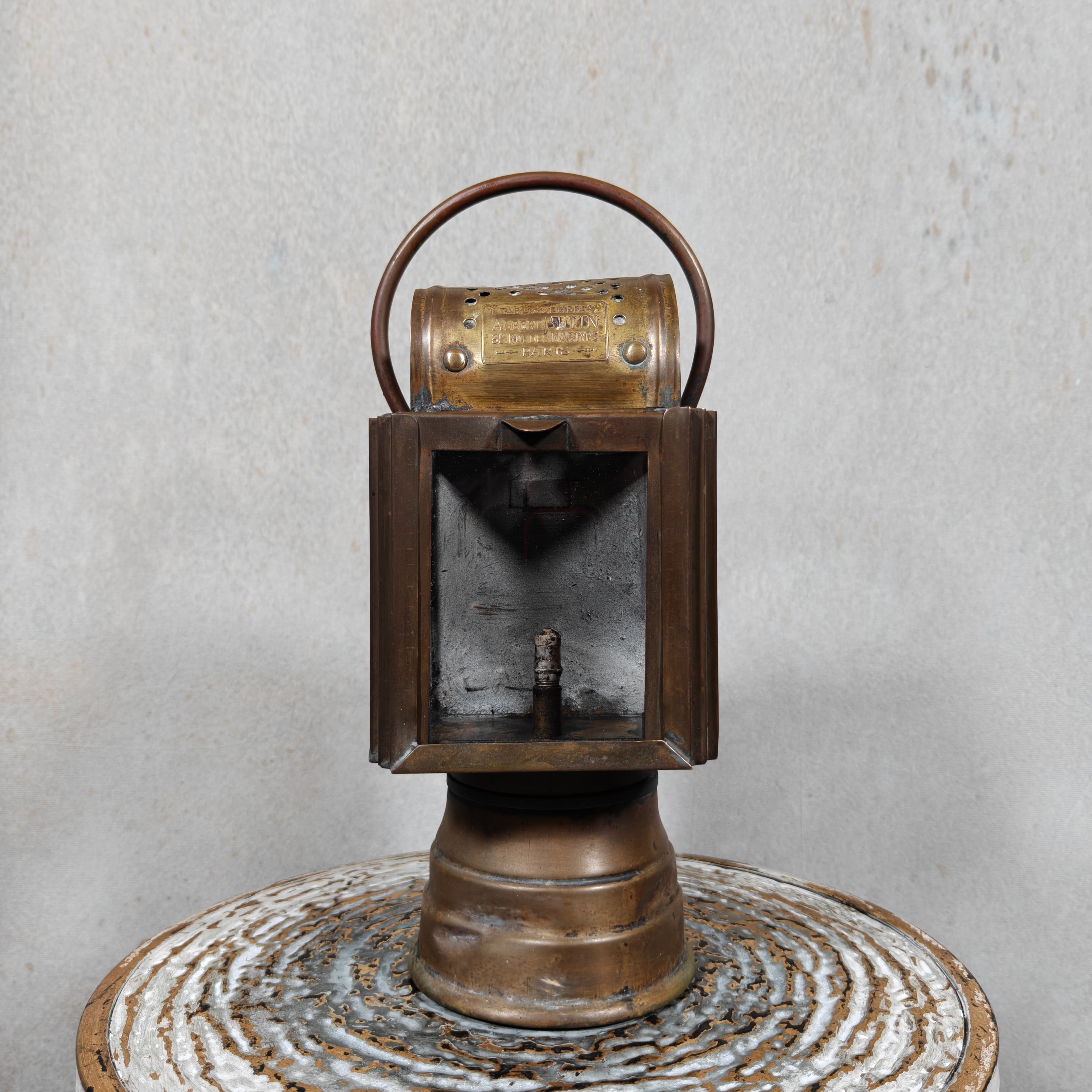Beautiful Antique A. Butin Carbide Hand Lamp – Paris – Copper & Brass – Circa 1920–1930