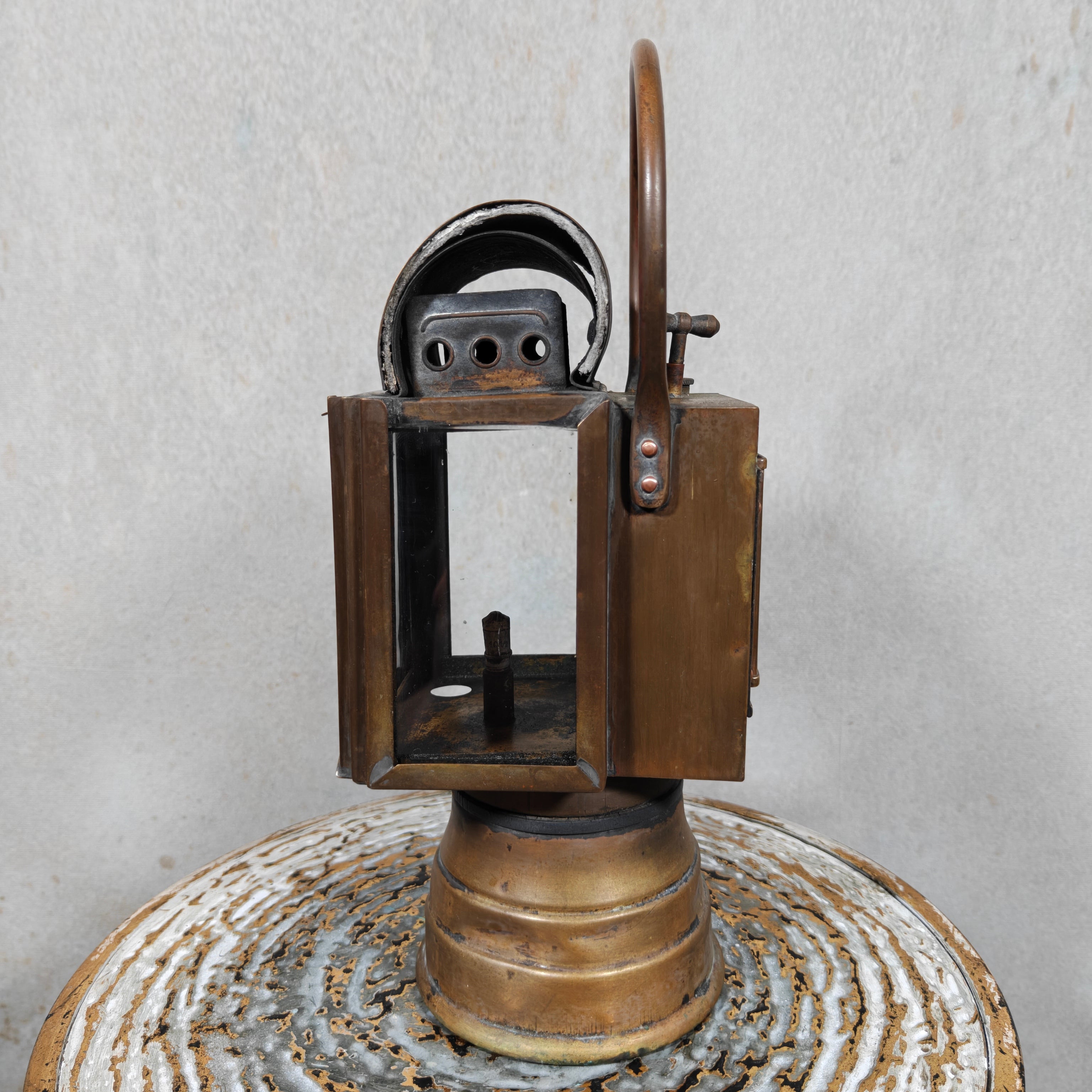 Beautiful Antique A. Butin Carbide Hand Lamp – Paris – Copper & Brass – Circa 1920–1930