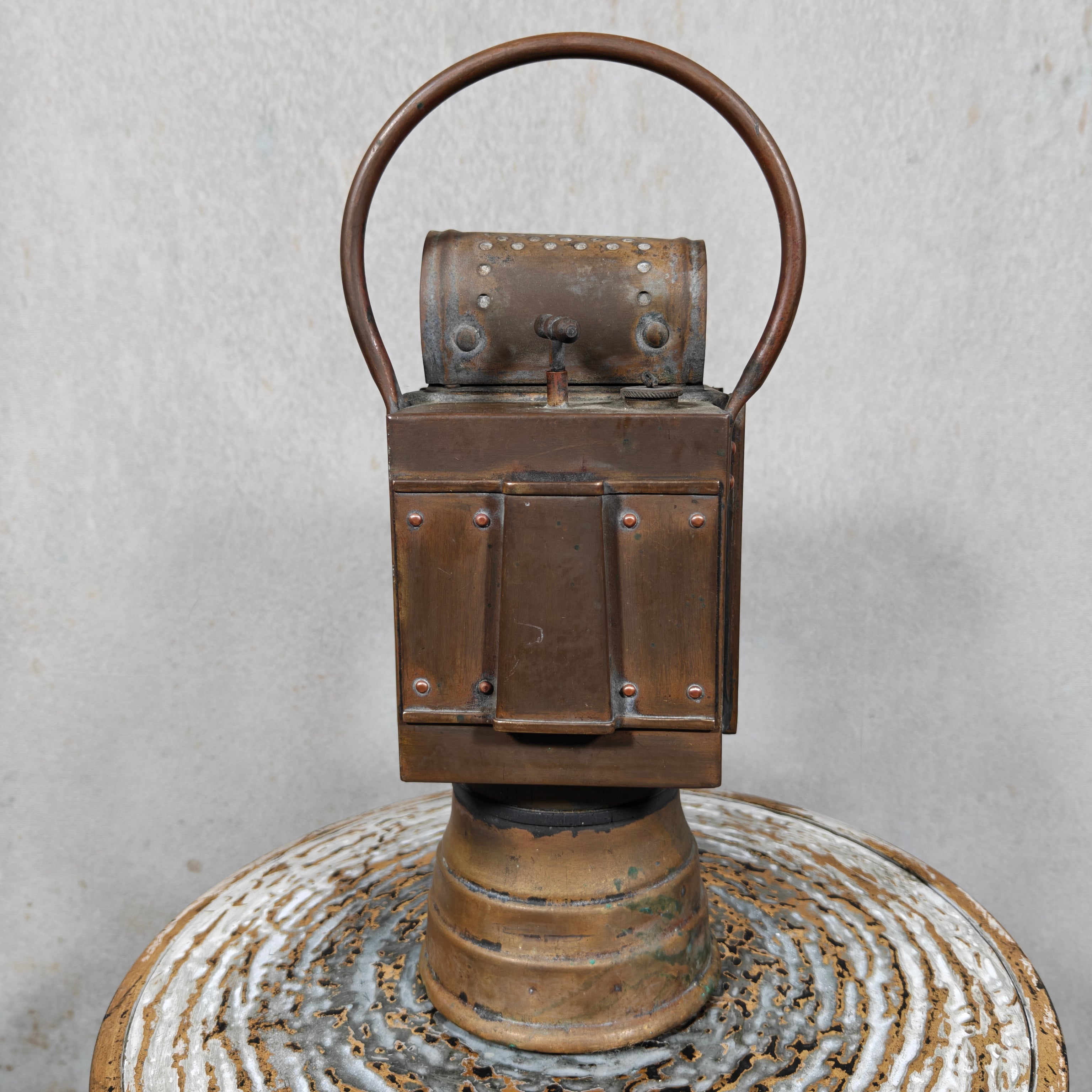 Beautiful Antique A. Butin Carbide Hand Lamp – Paris – Copper & Brass – Circa 1920–1930
