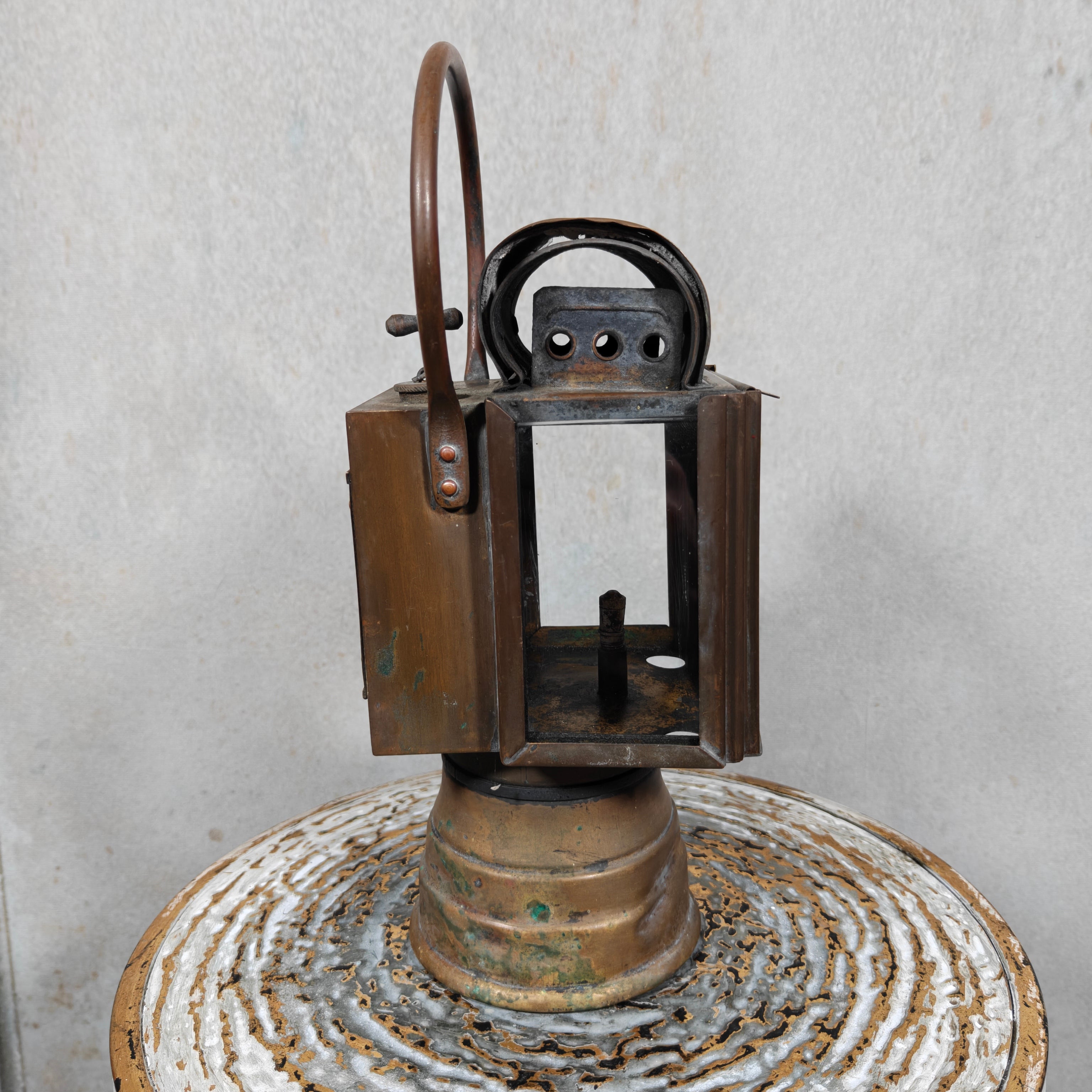 Beautiful Antique A. Butin Carbide Hand Lamp – Paris – Copper & Brass – Circa 1920–1930