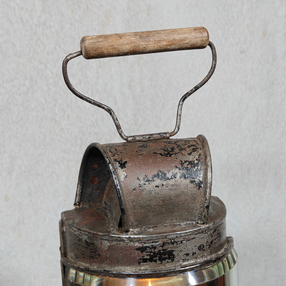 Rare Antique Hand Lantern / Candle Lantern – Semi-Circular Faceted Glass – c. 1900–1920