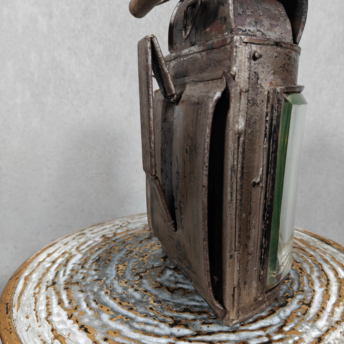 Rare Antique Hand Lantern / Candle Lantern – Semi-Circular Faceted Glass – c. 1900–1920