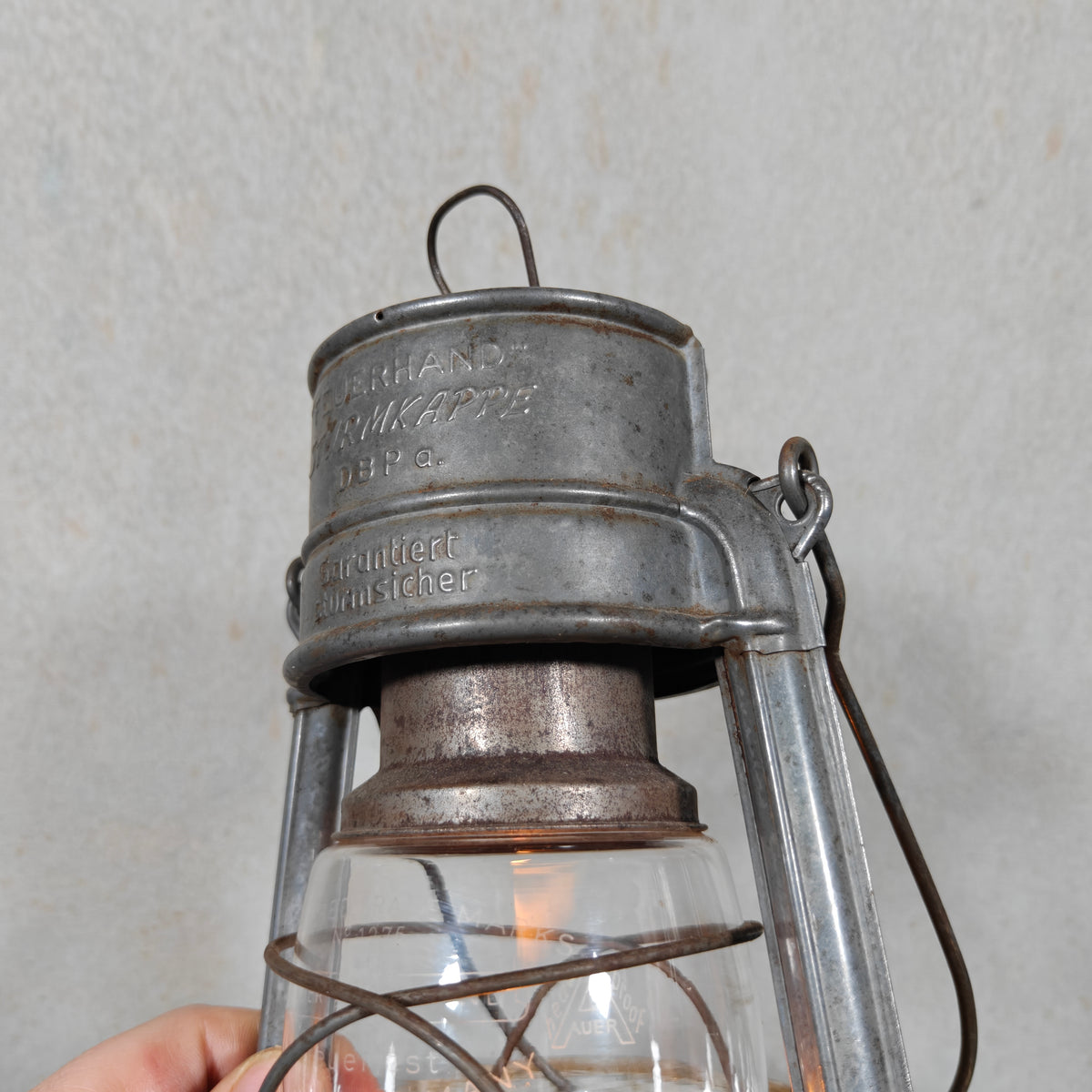 Special hurricane lantern – Feuerhand 276 STK Sturmkappe – in good usable condition.