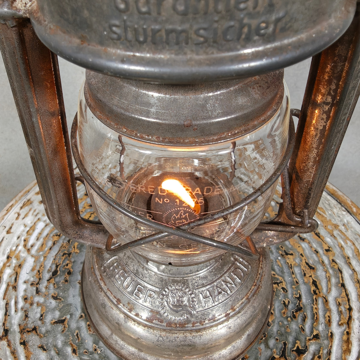 Special hurricane lantern - K1452 – Feuerhand 276 STK Sturmkappe – in good usable condition