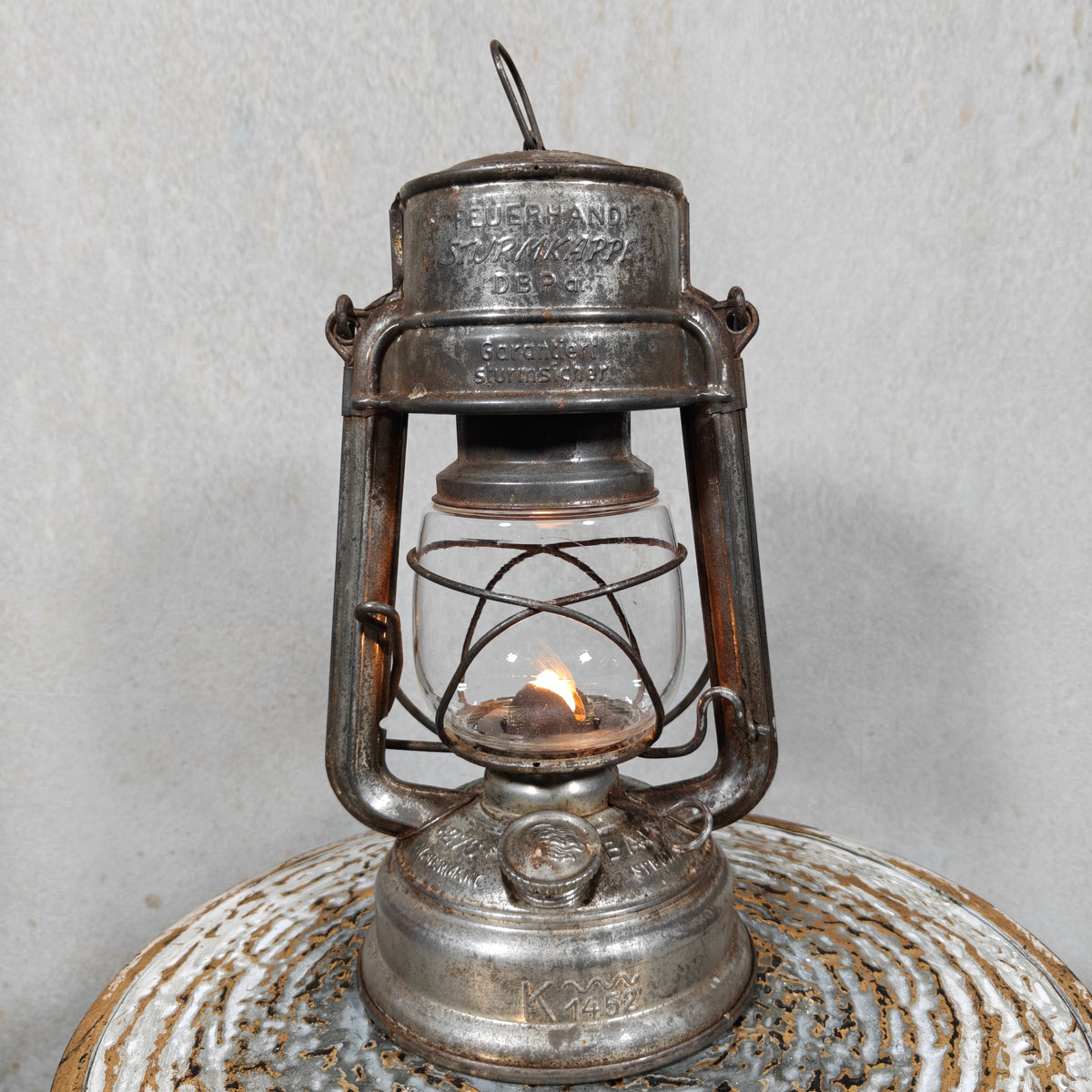 Special hurricane lantern - K1452 – Feuerhand 276 STK Sturmkappe – in good usable condition