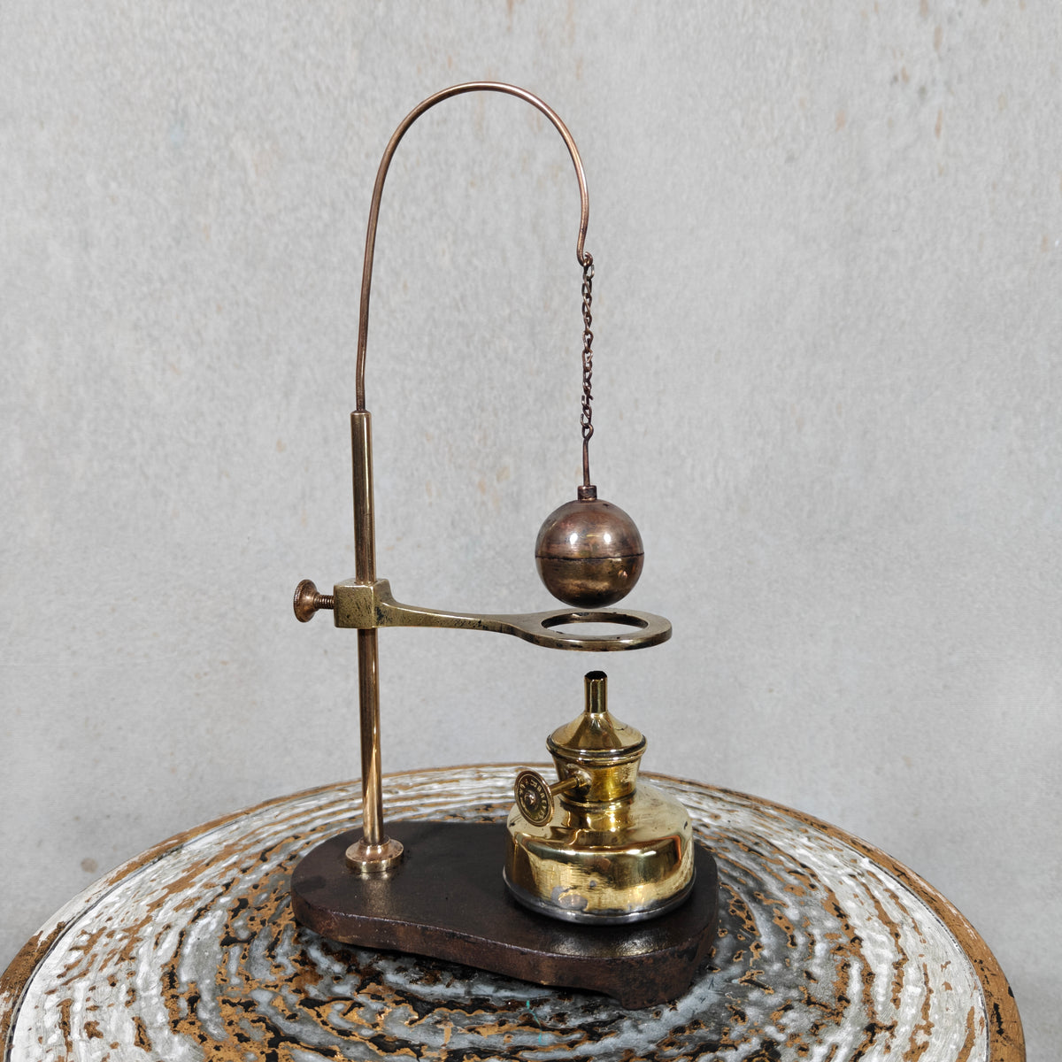 Fascinating Historical Physics Instrument – ’s Gravesande’s Ball and Ring with Oil Lamp (ca. 1875–1900)