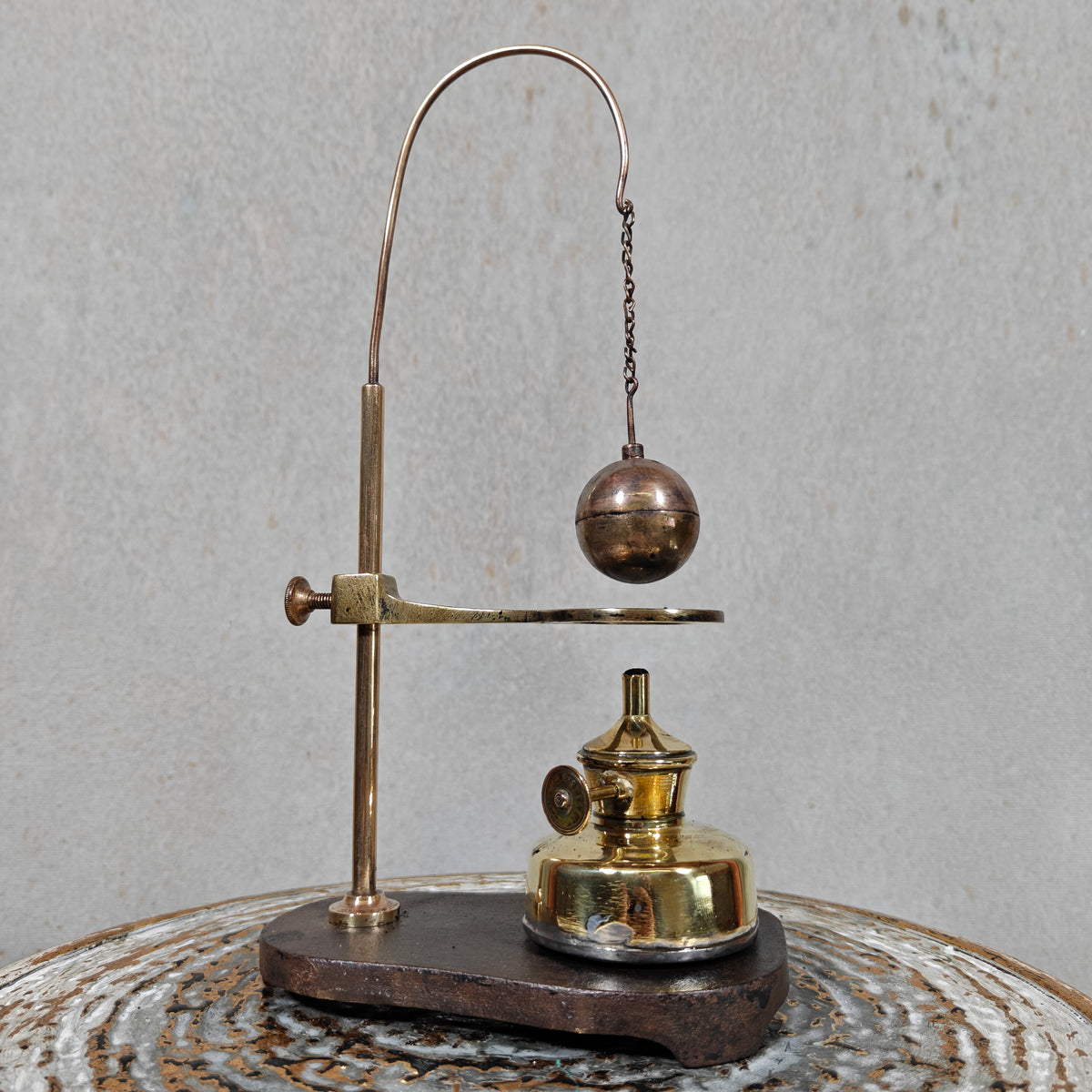 Fascinating Historical Physics Instrument – ’s Gravesande’s Ball and Ring with Oil Lamp (ca. 1875–1900)
