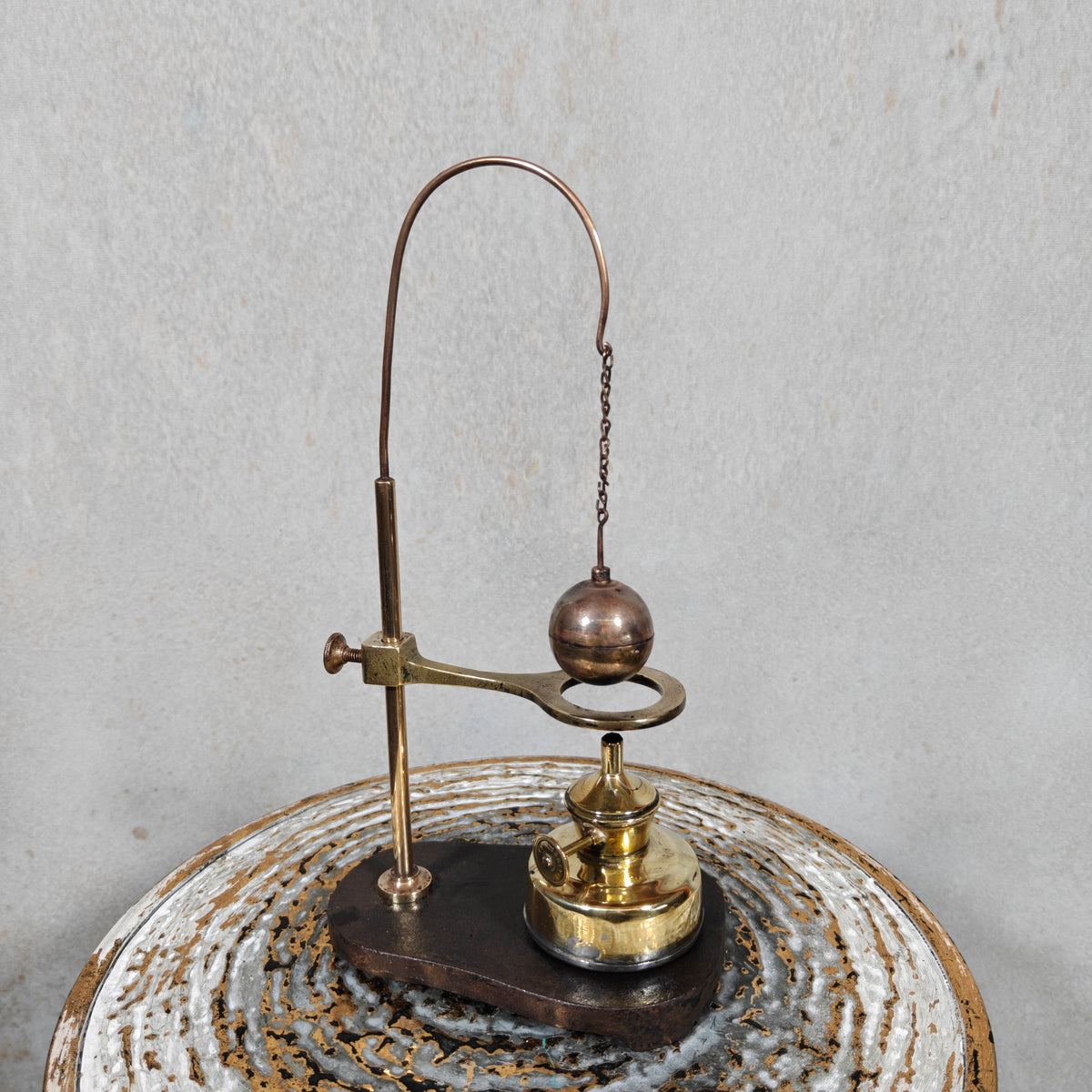 Fascinating Historical Physics Instrument – ’s Gravesande’s Ball and Ring with Oil Lamp (ca. 1875–1900)
