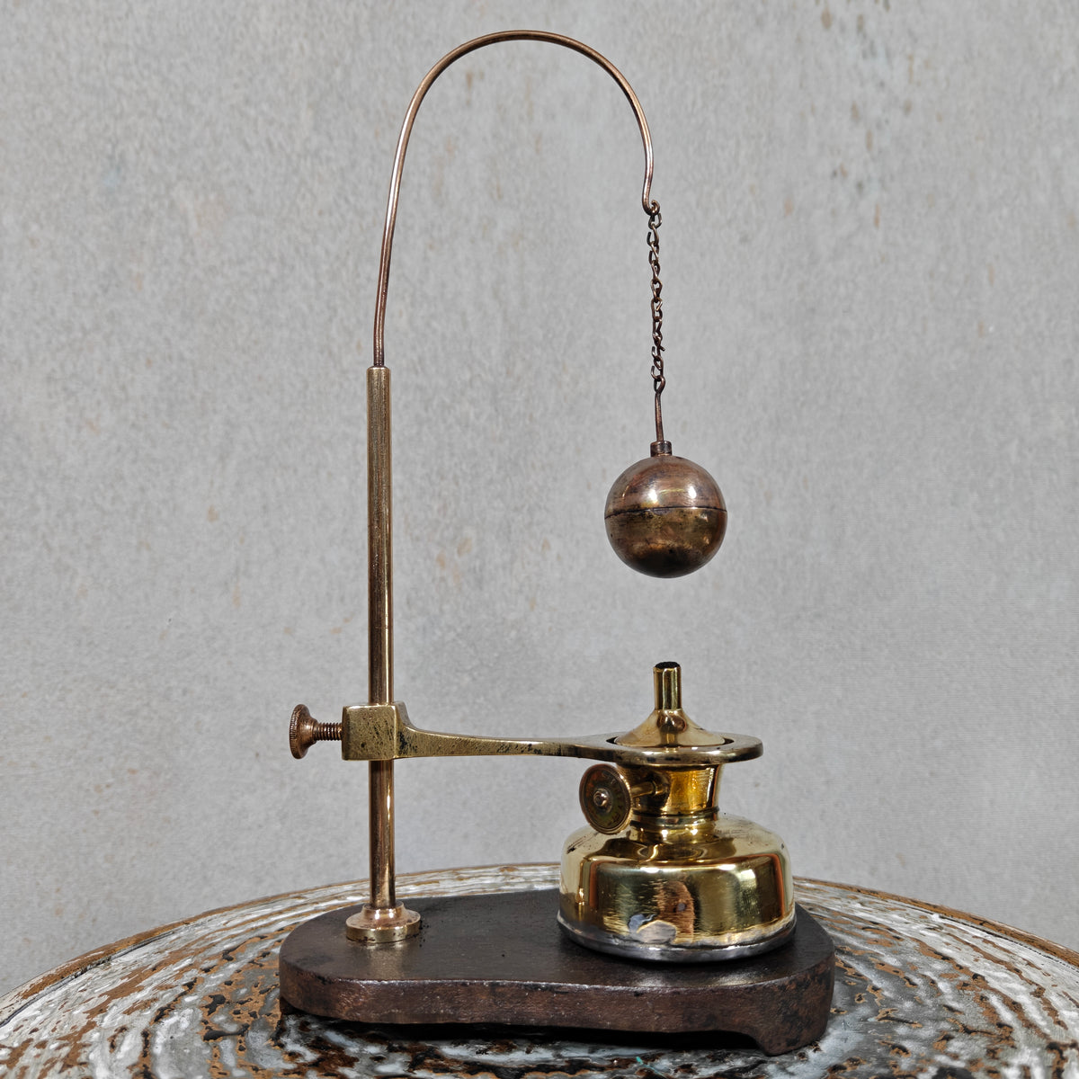 Fascinating Historical Physics Instrument – ’s Gravesande’s Ball and Ring with Oil Lamp (ca. 1875–1900)