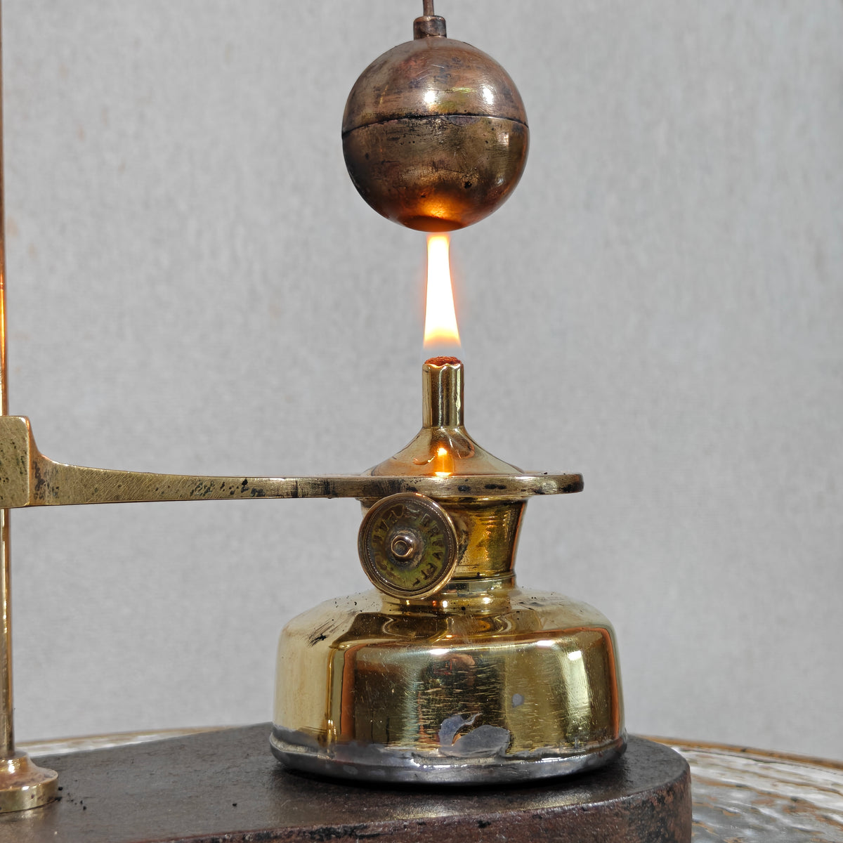 Fascinating Historical Physics Instrument – ’s Gravesande’s Ball and Ring with Oil Lamp (ca. 1875–1900)