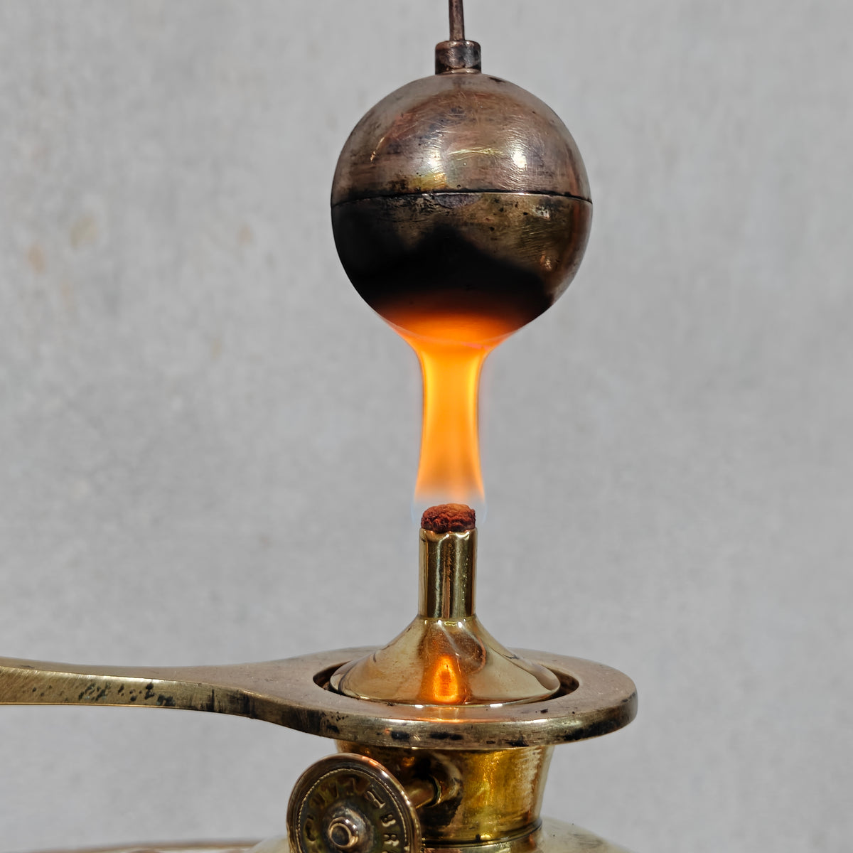 Fascinating Historical Physics Instrument – ’s Gravesande’s Ball and Ring with Oil Lamp (ca. 1875–1900)
