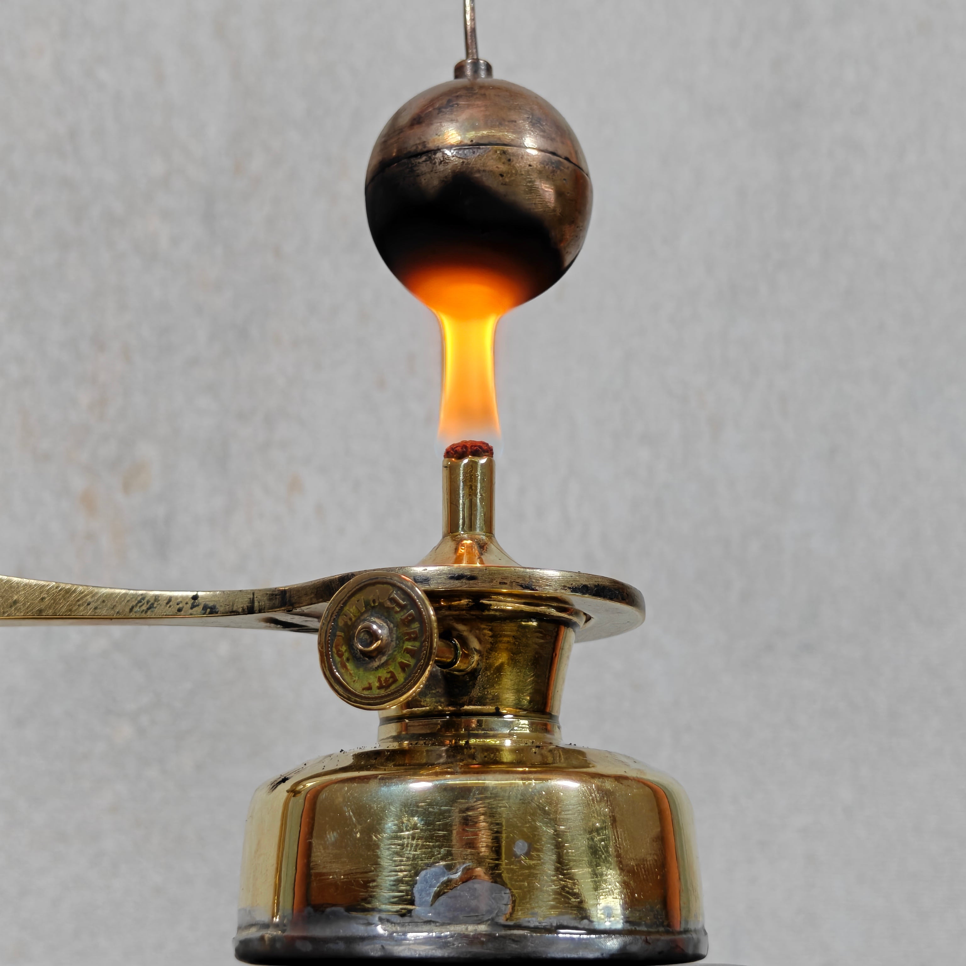 Fascinating Historical Physics Instrument – ’s Gravesande’s Ball and Ring with Oil Lamp (ca. 1875–1900)