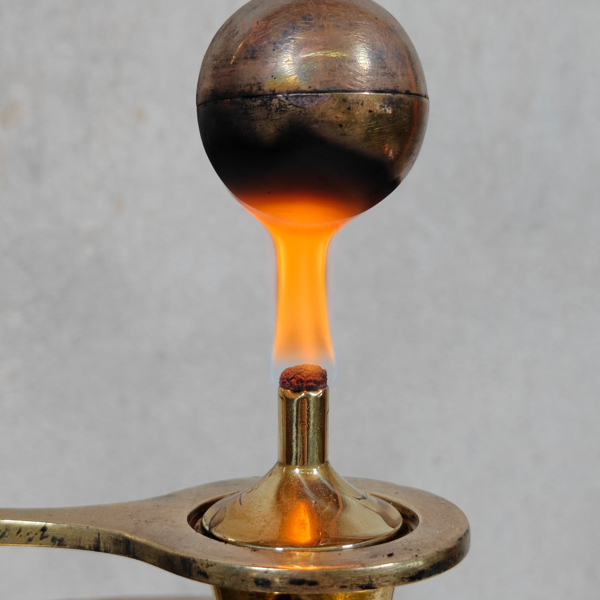 Fascinating Historical Physics Instrument – ’s Gravesande’s Ball and Ring with Oil Lamp (ca. 1875–1900)