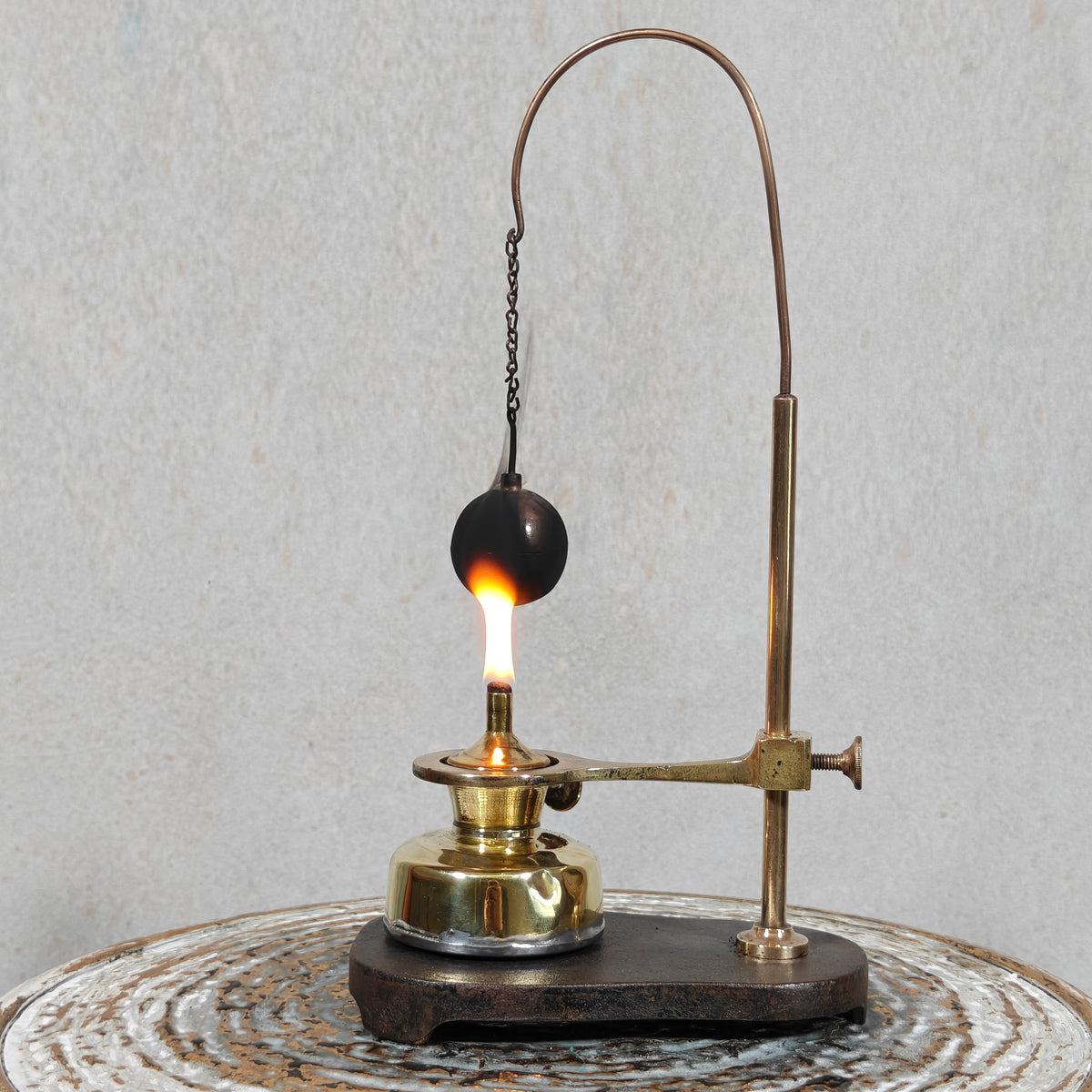 Fascinating Historical Physics Instrument – ’s Gravesande’s Ball and Ring with Oil Lamp (ca. 1875–1900)