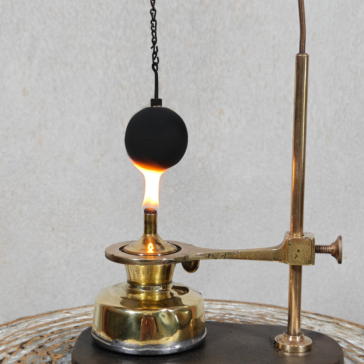 Fascinating Historical Physics Instrument – ’s Gravesande’s Ball and Ring with Oil Lamp (ca. 1875–1900)