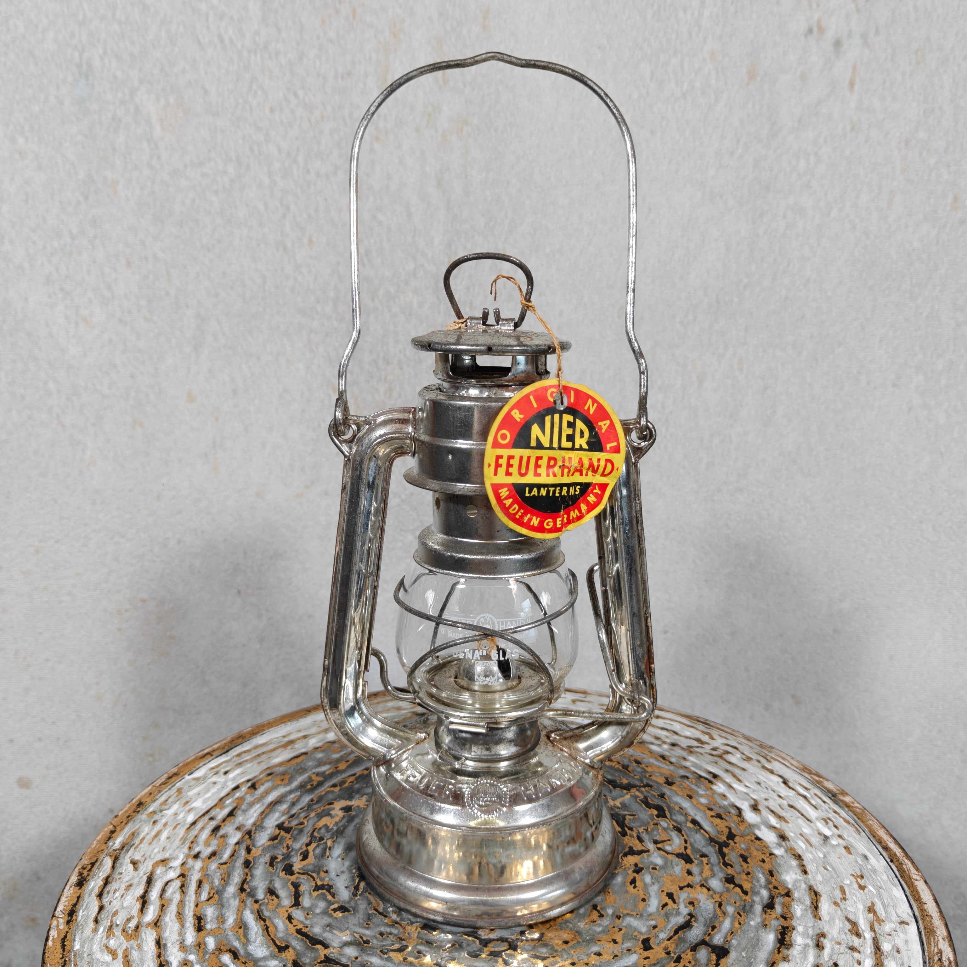 Fantastic New Old Stock Unused Hurricane Lantern – Feuerhand 175, 1970s, with Original Tag