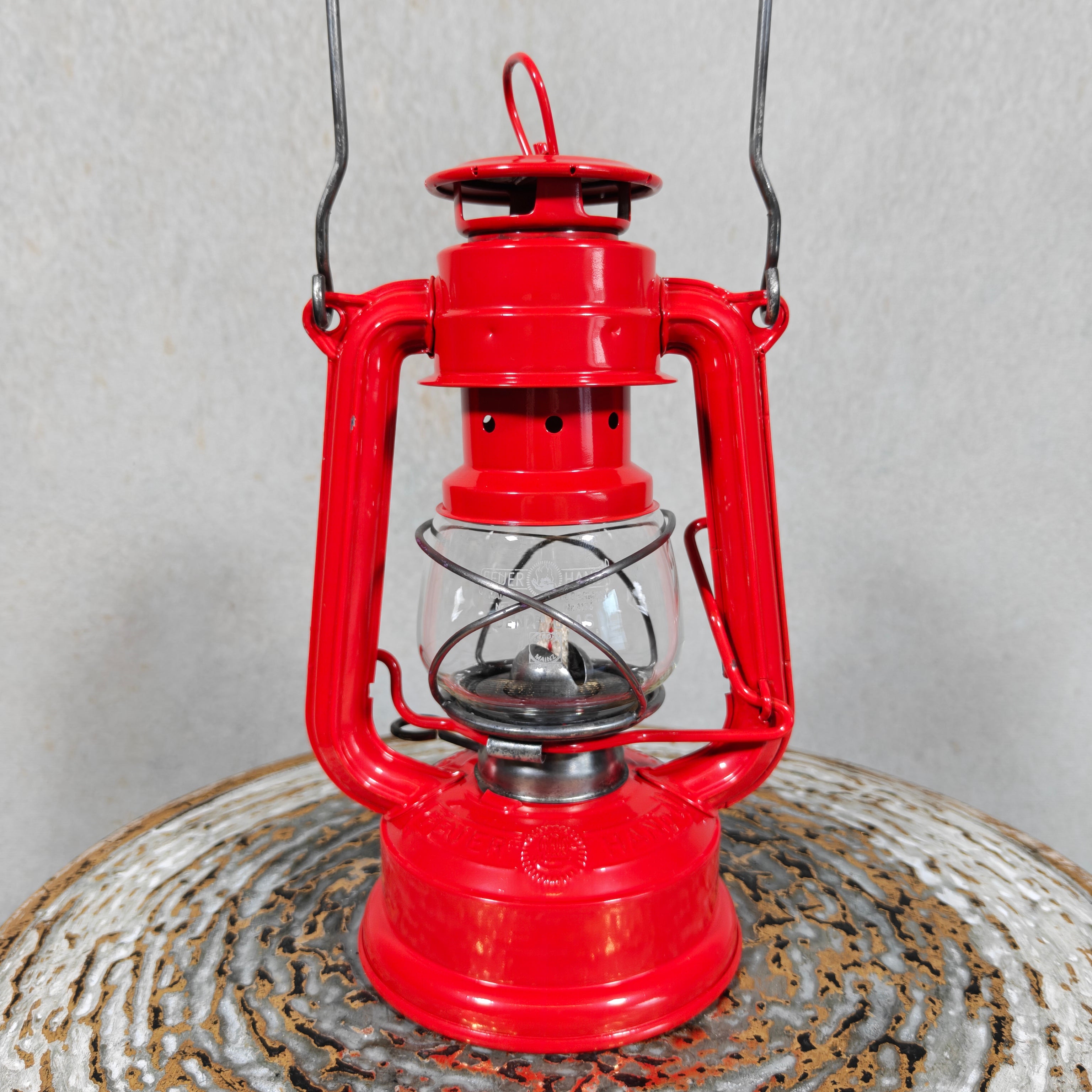 Fantastic New Old Stock Unused Red Hurricane Lantern – Feuerhand 175, 1970s