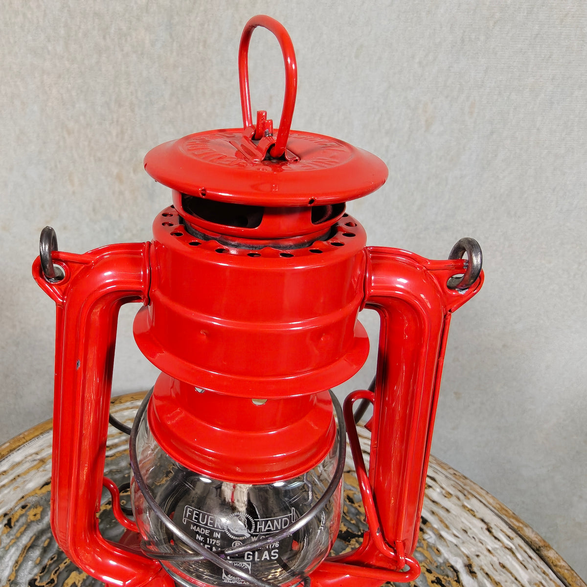 Fantastic New Old Stock Unused Red Hurricane Lantern – Feuerhand 175, 1970s