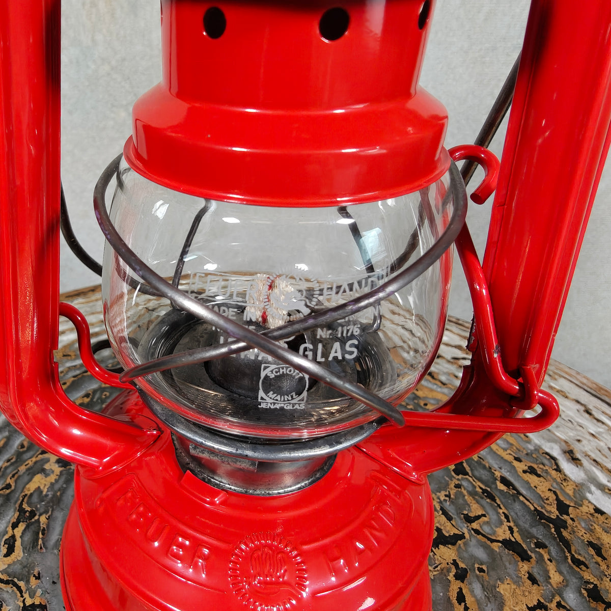 Fantastic New Old Stock Unused Red Hurricane Lantern – Feuerhand 175, 1970s
