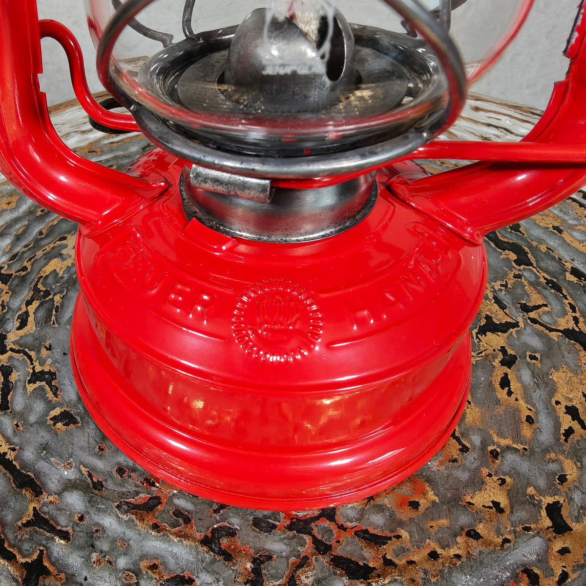 Fantastic New Old Stock Unused Red Hurricane Lantern – Feuerhand 175, 1970s