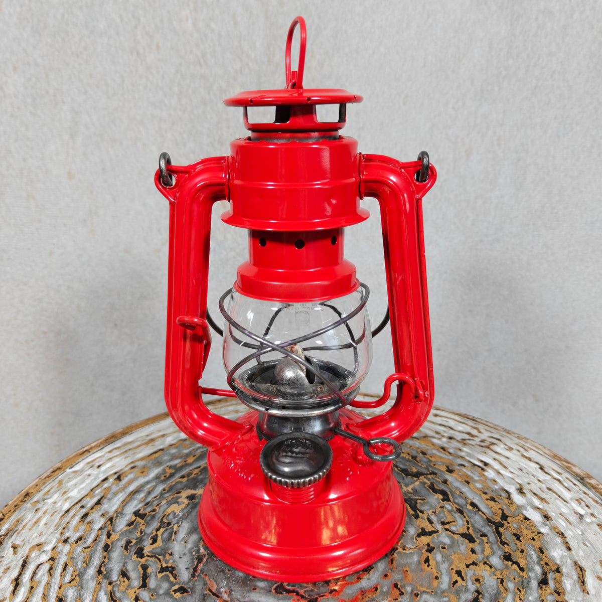 Fantastic New Old Stock Unused Red Hurricane Lantern – Feuerhand 175, 1970s