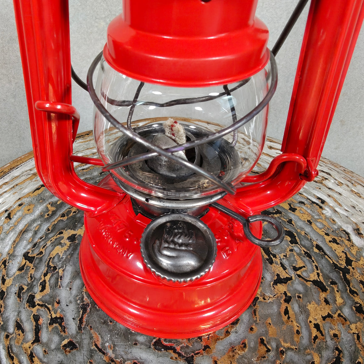 Fantastic New Old Stock Unused Red Hurricane Lantern – Feuerhand 175, 1970s